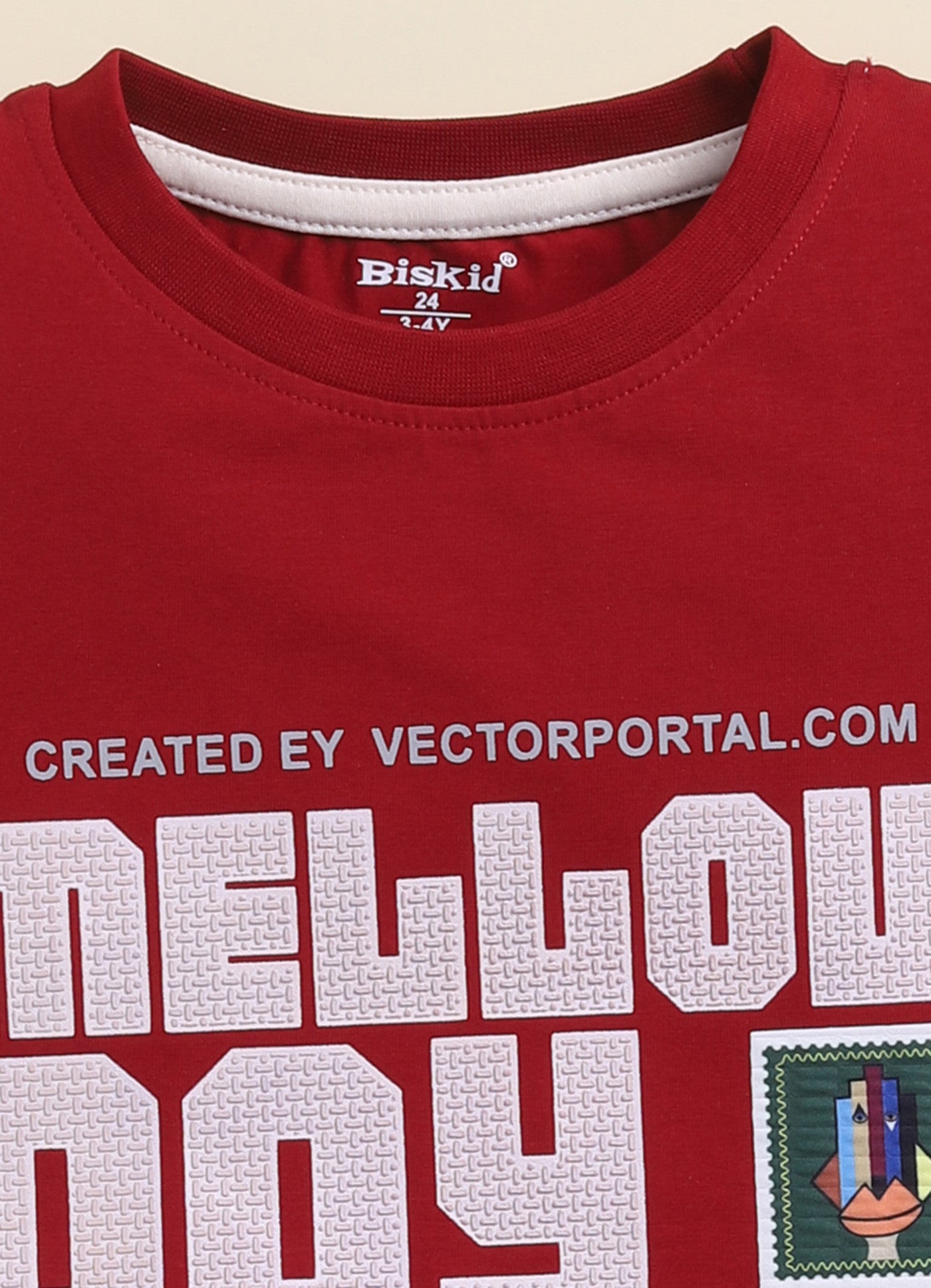 Maroon Printed T-Shirt for Boys by Biskid