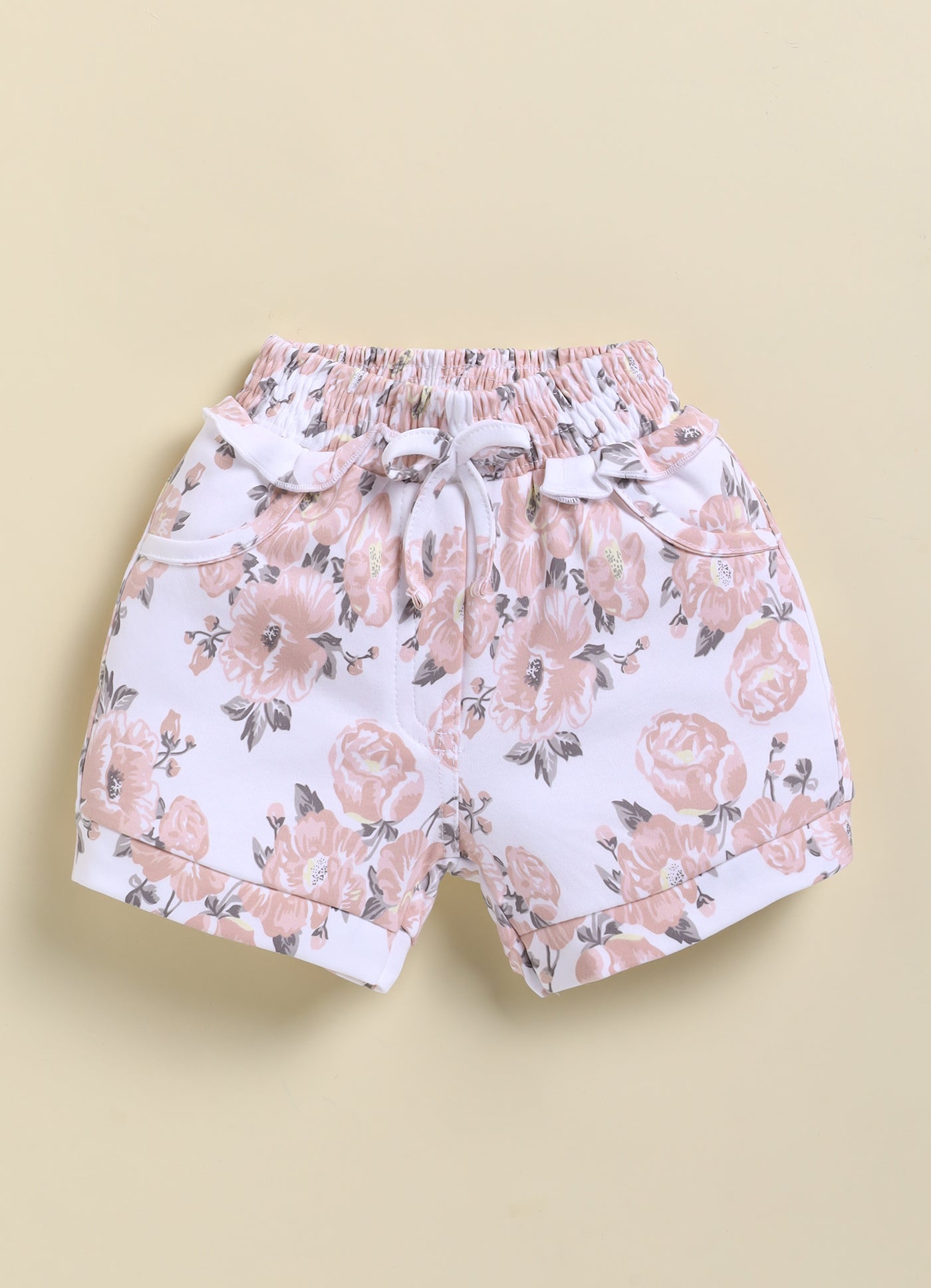Peach Kitty face Printed Top Hot Pant Set for Girls by Annie