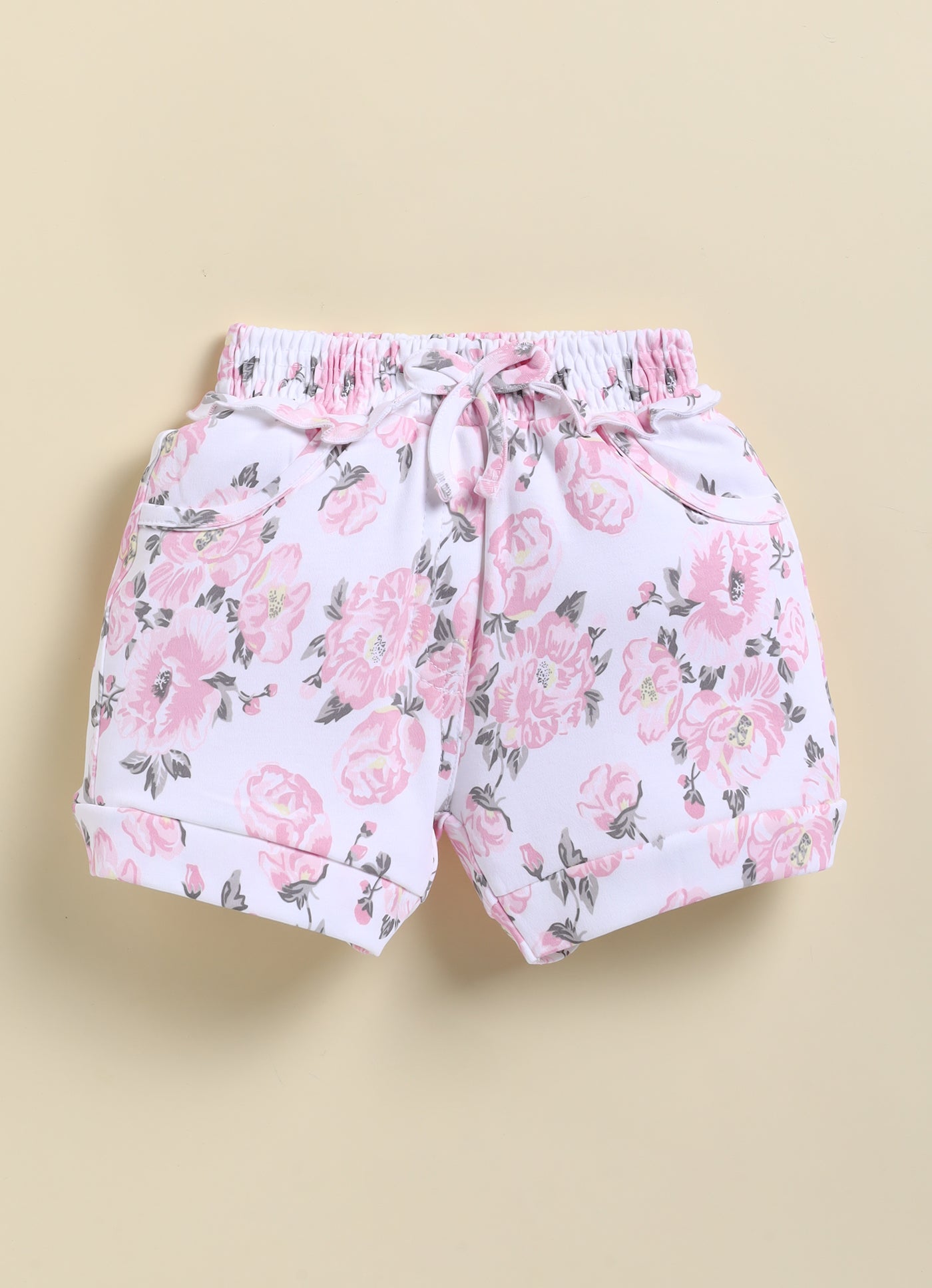 Pink Kitty face Printed Top Hot Pant Set for Girls by Annie