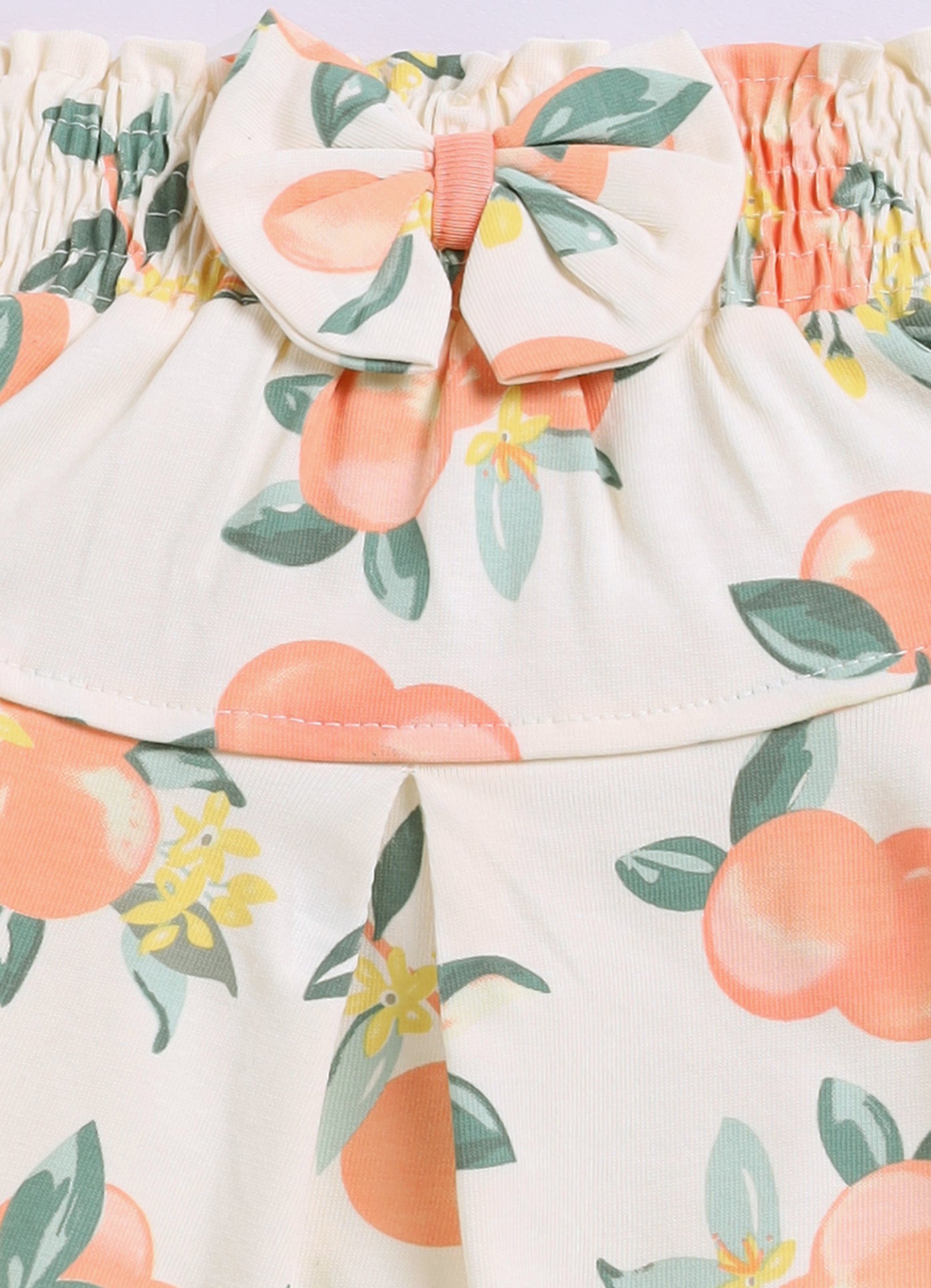 Peach Printed Top Skirt Set for Girls by Annie