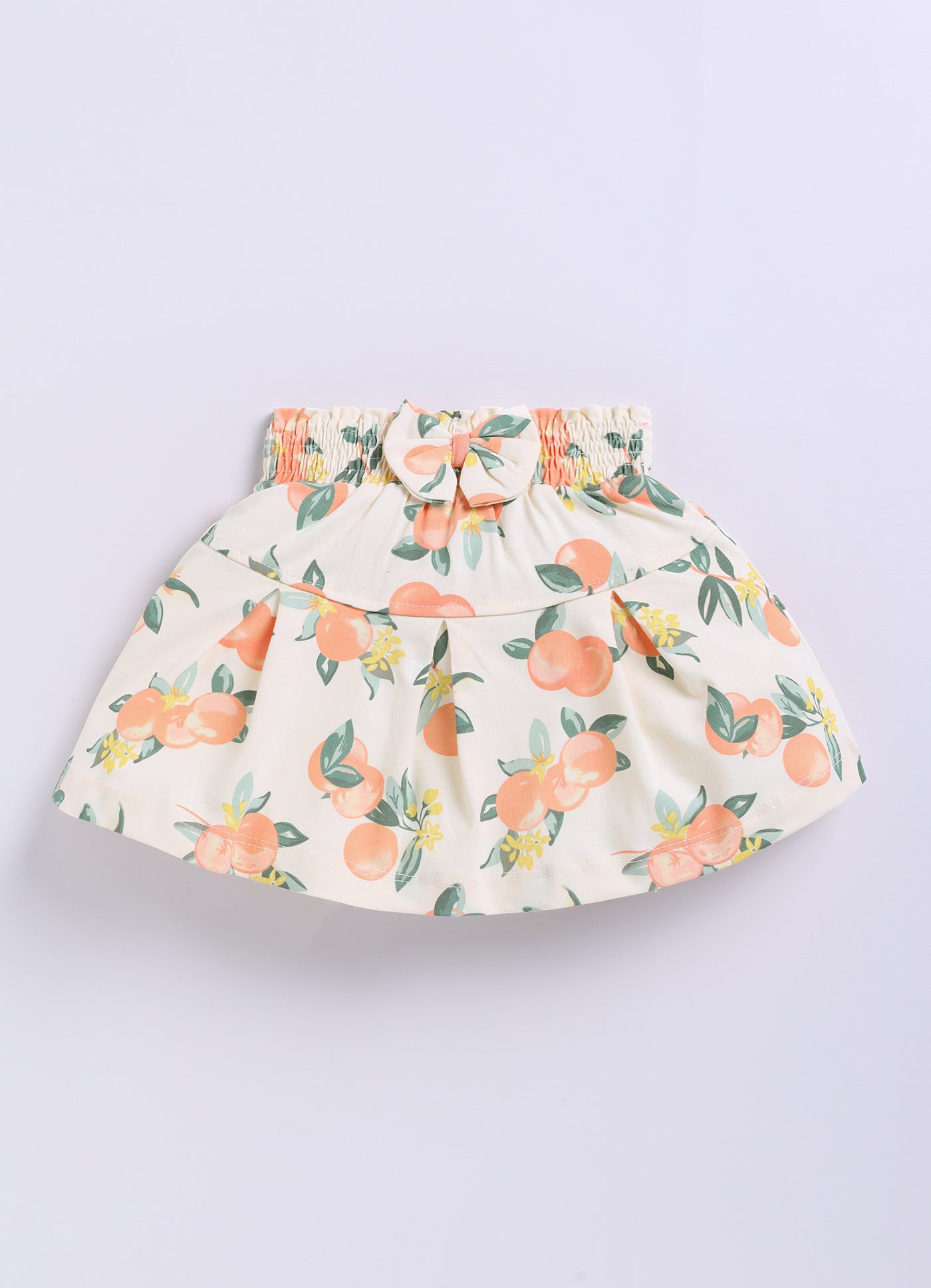 Peach Printed Top Skirt Set for Girls by Annie