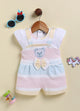 Blue Teddy Face Stripes Jump Suit for Girls by Annie