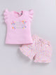 Pink Printed Top Hot Pant Set for Girls by Annie