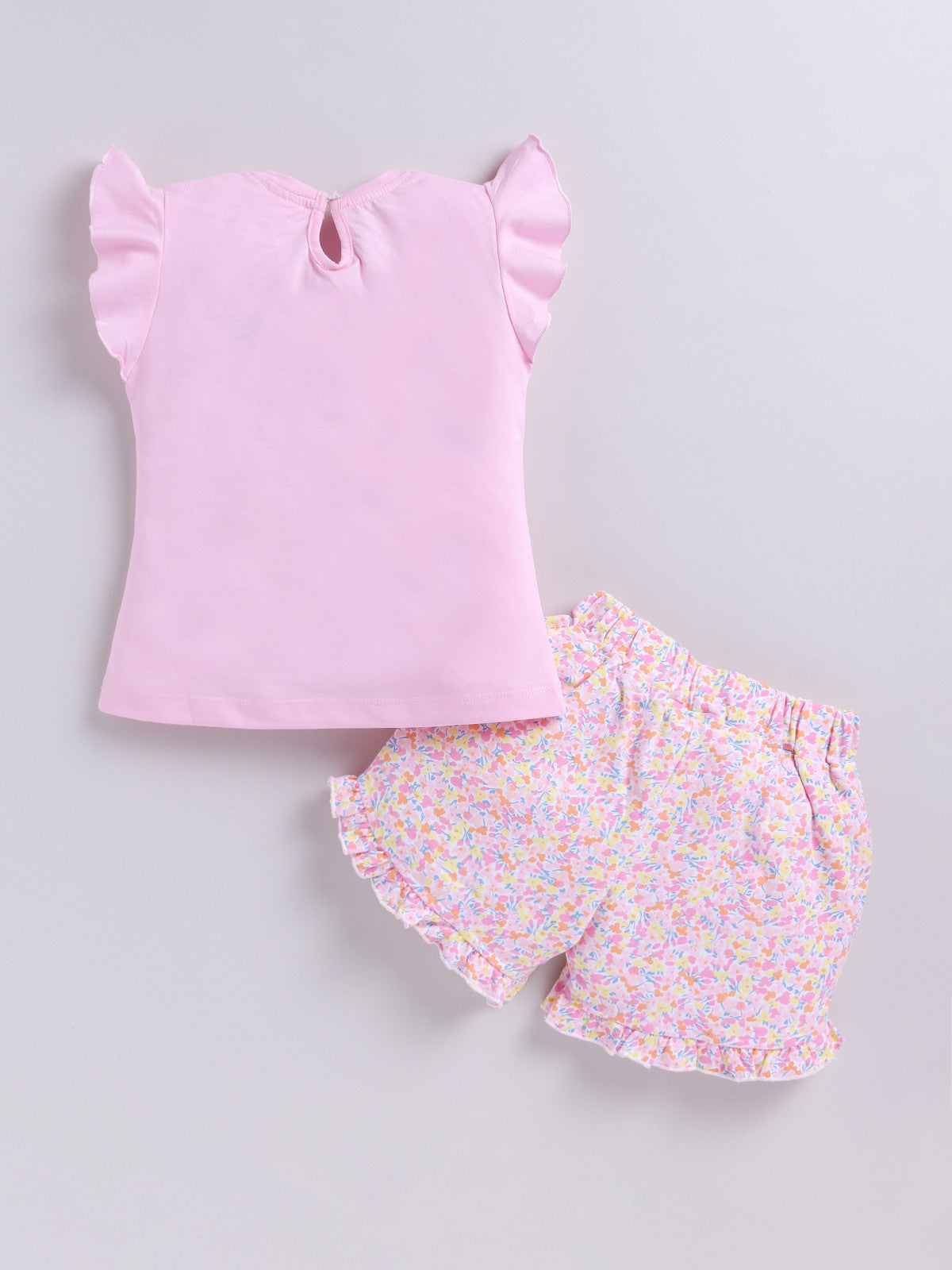 Pink Printed Top Hot Pant Set for Girls by Annie