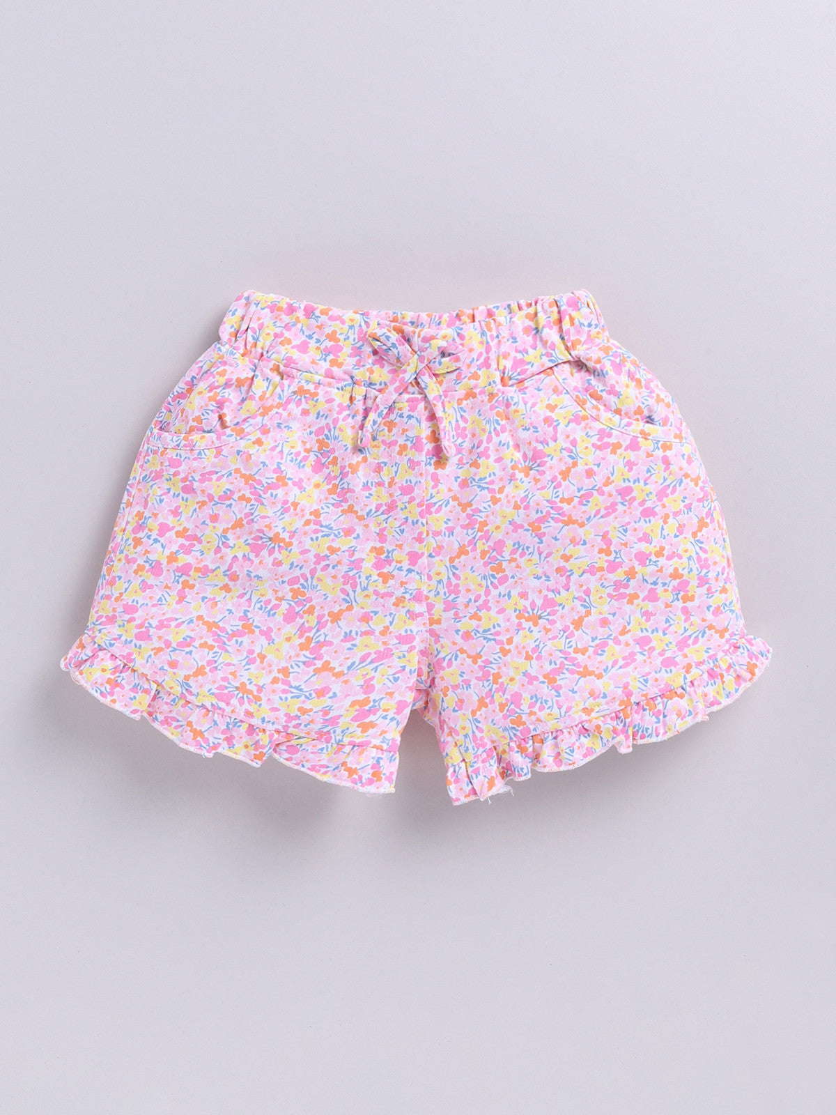 Pink Printed Top Hot Pant Set for Girls by Annie