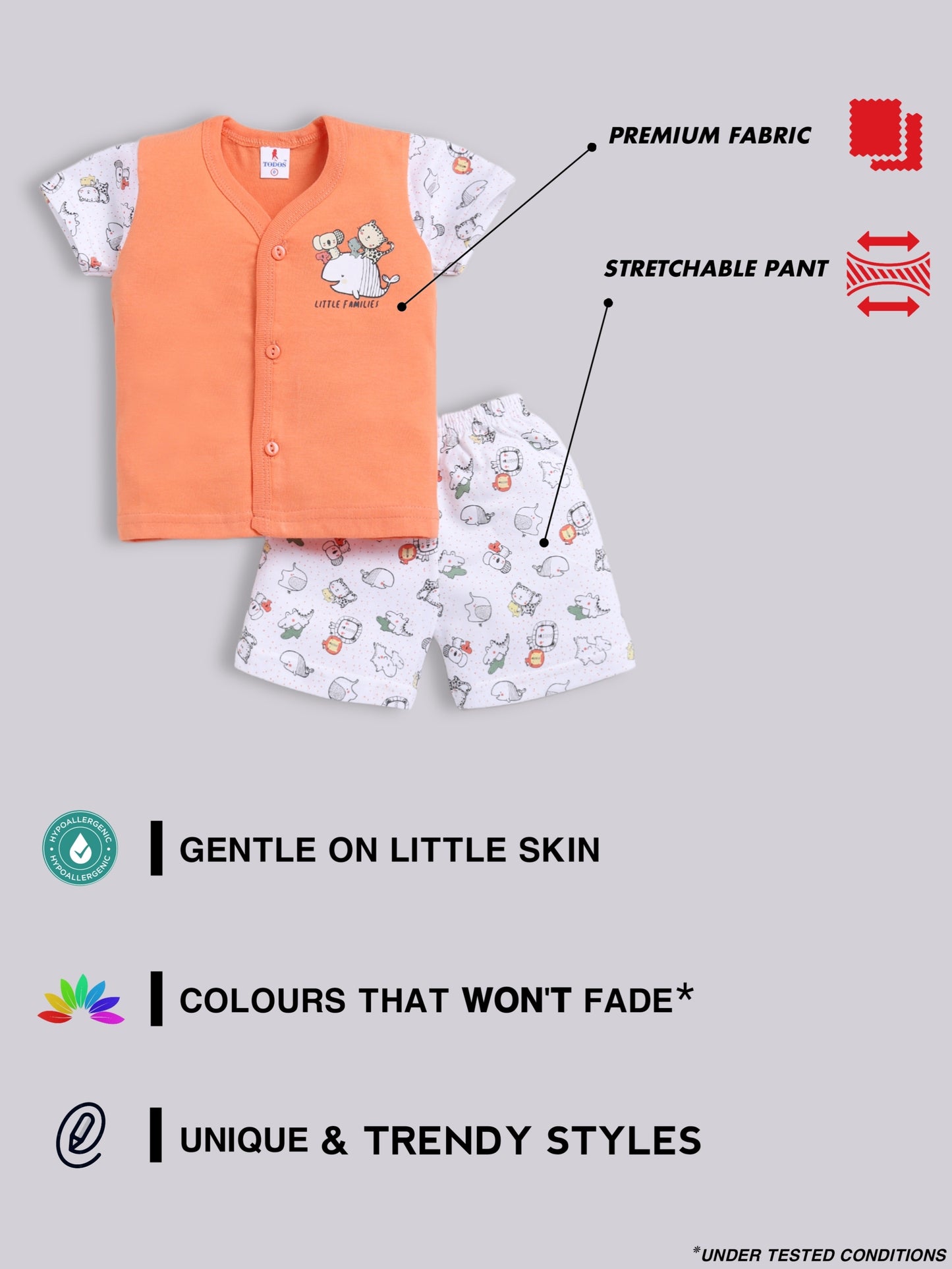 Orange Printed Double Top Pant for Boys by Todos