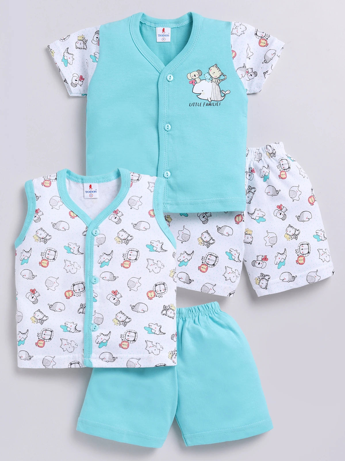 Sky Blue Printed Double Top Pant for Boys by Todos