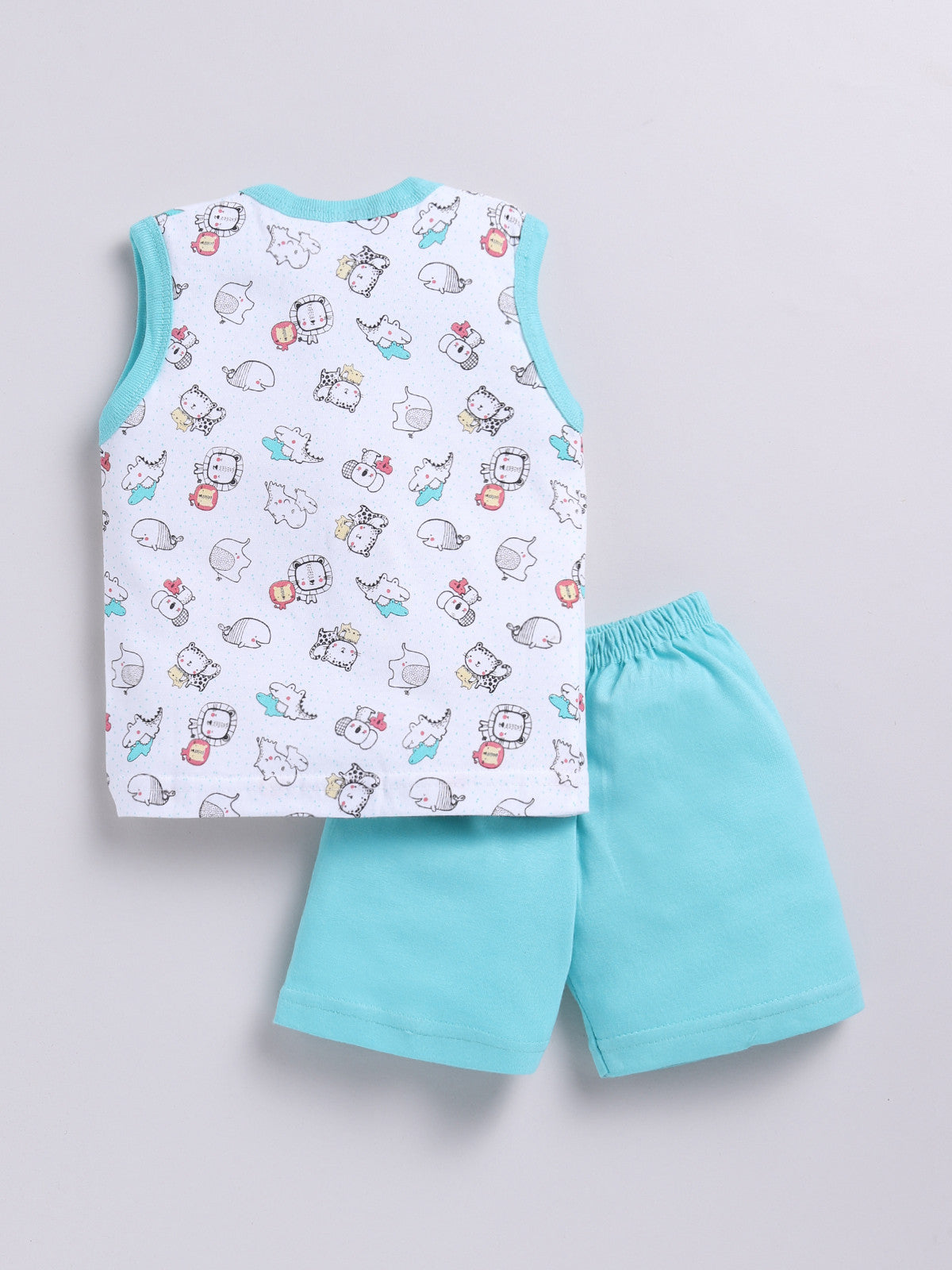 Sky Blue Printed Double Top Pant for Boys by Todos