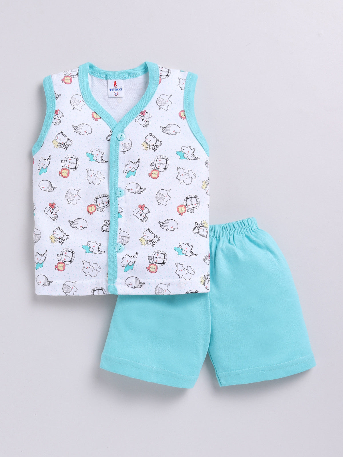 Sky Blue Printed Double Top Pant for Boys by Todos