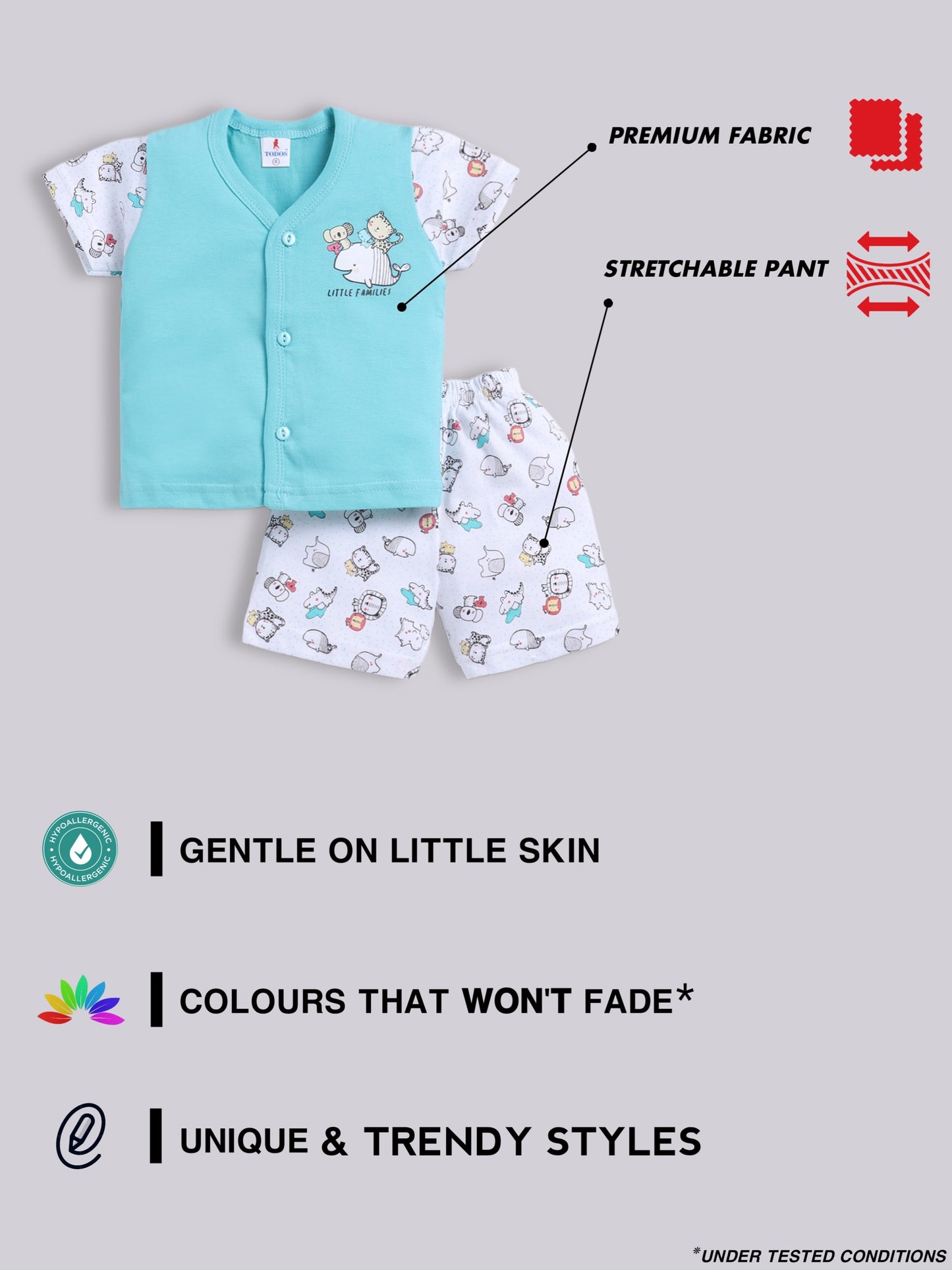 Sky Blue Printed Double Top Pant for Boys by Todos