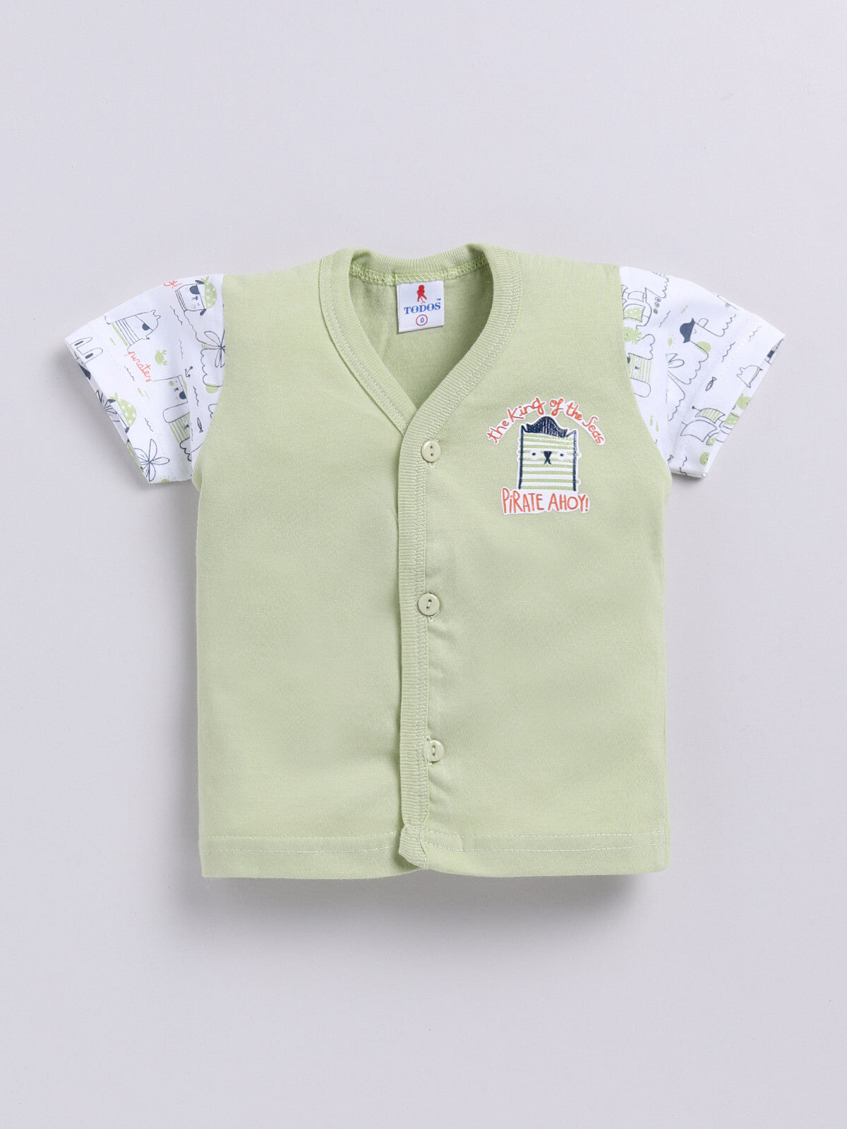 Light Green Printed Double Top Pant for Boys by Todos