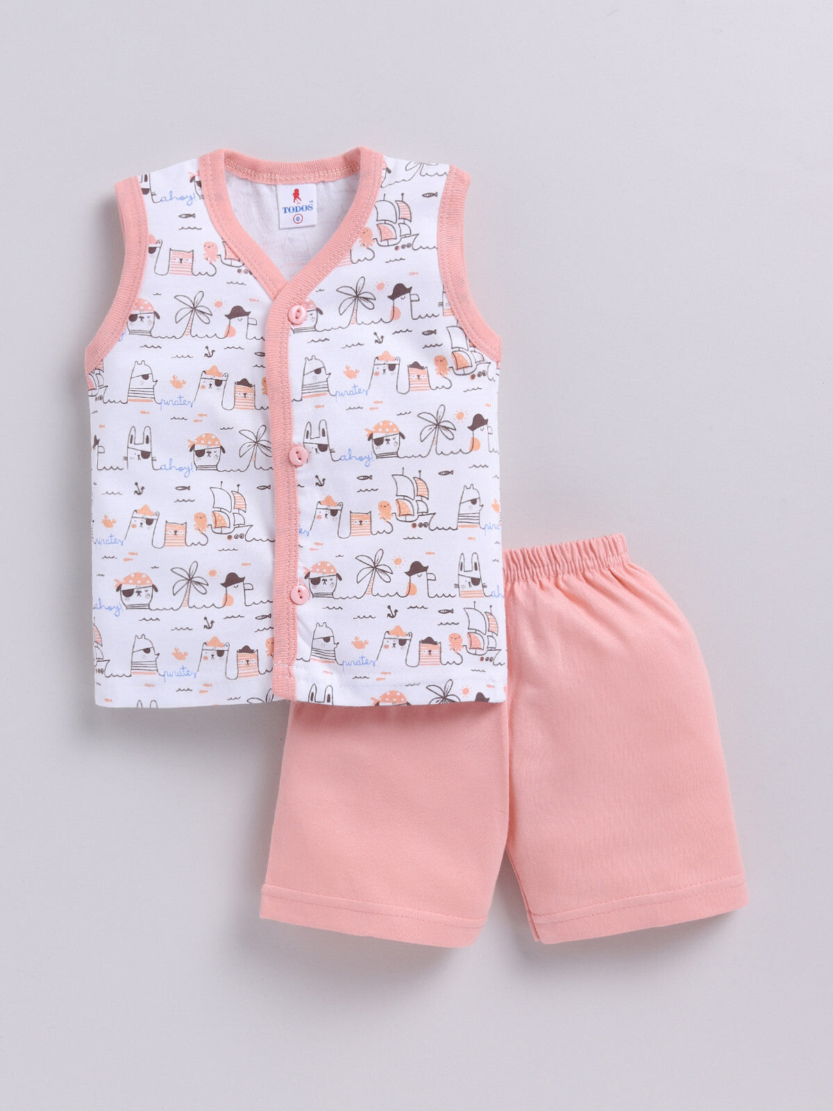 Pink Printed Double Top Pant for Boys by Todos