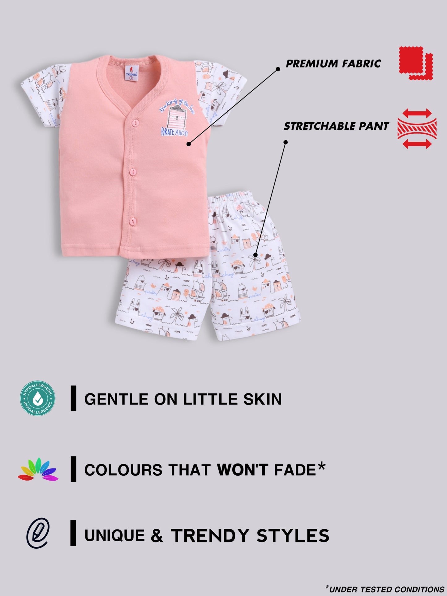 Pink Printed Double Top Pant for Boys by Todos