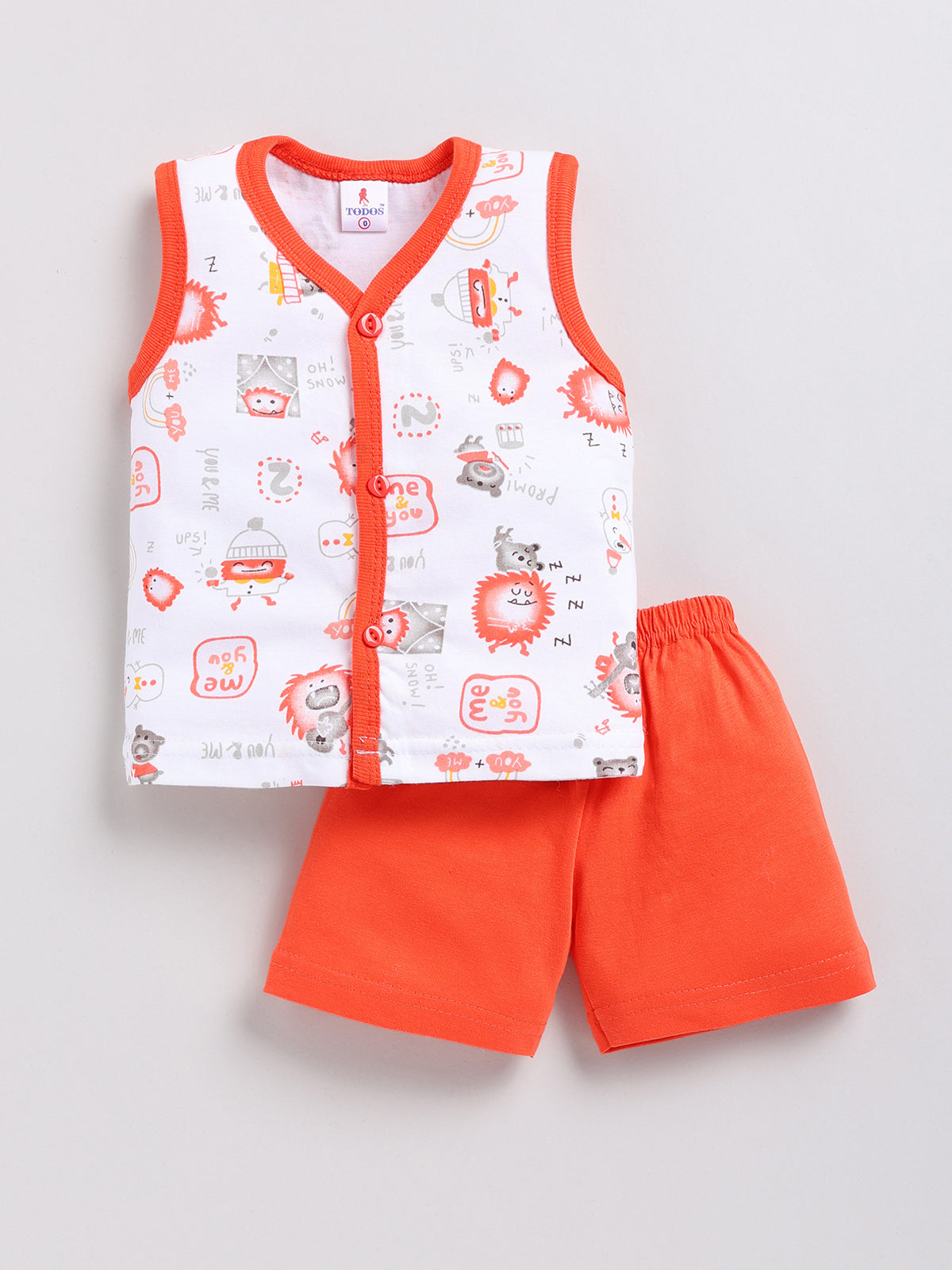 white-orange Printed Double Top Pant for Boys by Todos