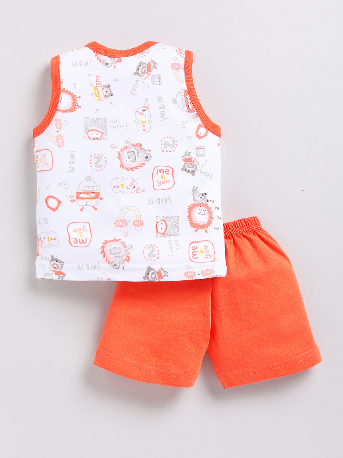 white-orange Printed Double Top Pant for Boys by Todos