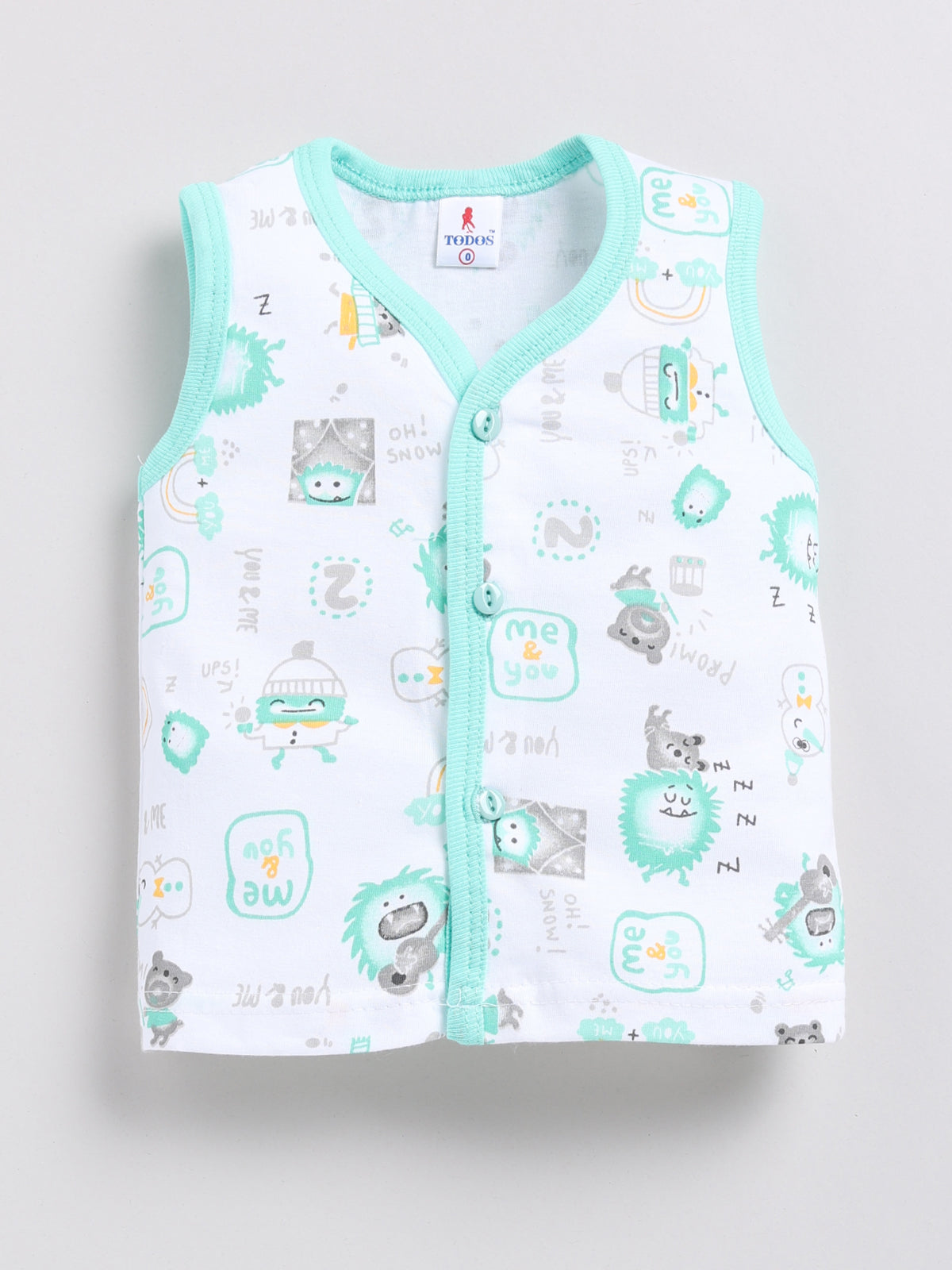white-skyblue Printed Double Top Pant for Boys by Todos