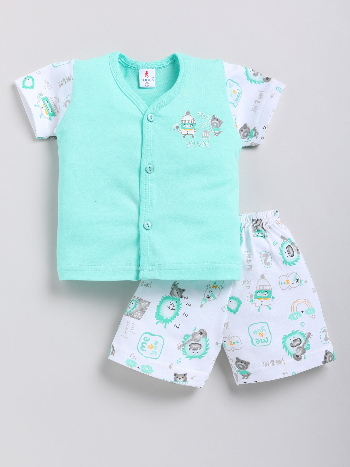 white-skyblue Printed Double Top Pant for Boys by Todos