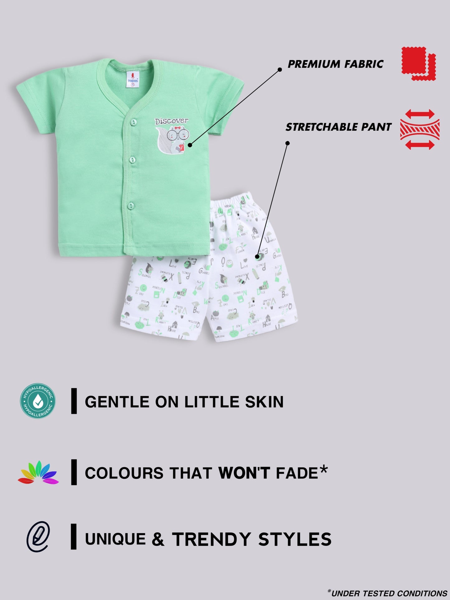 Green Printed Double Top Pant for Boys by Todos