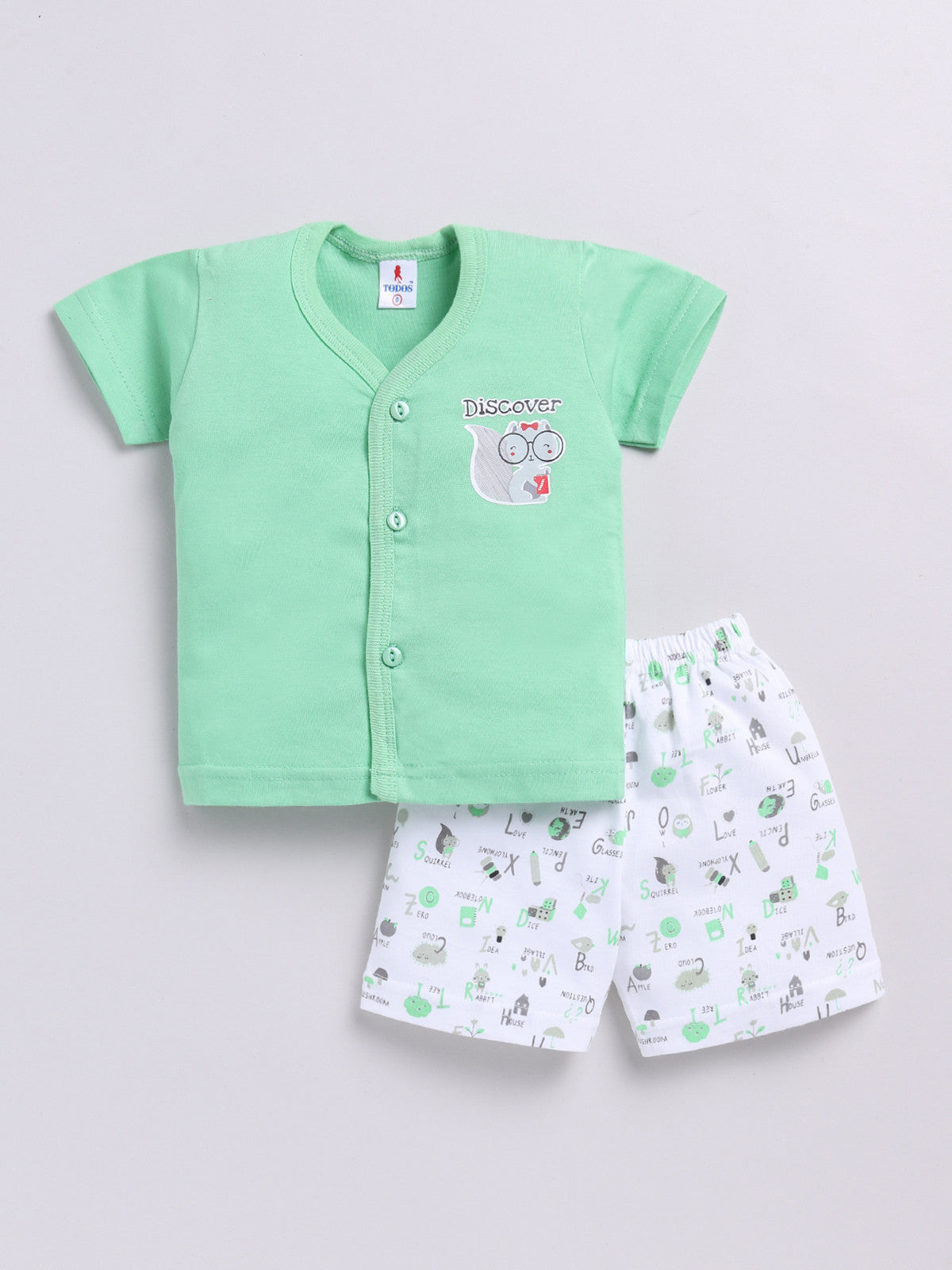 Green Printed Double Top Pant for Boys by Todos