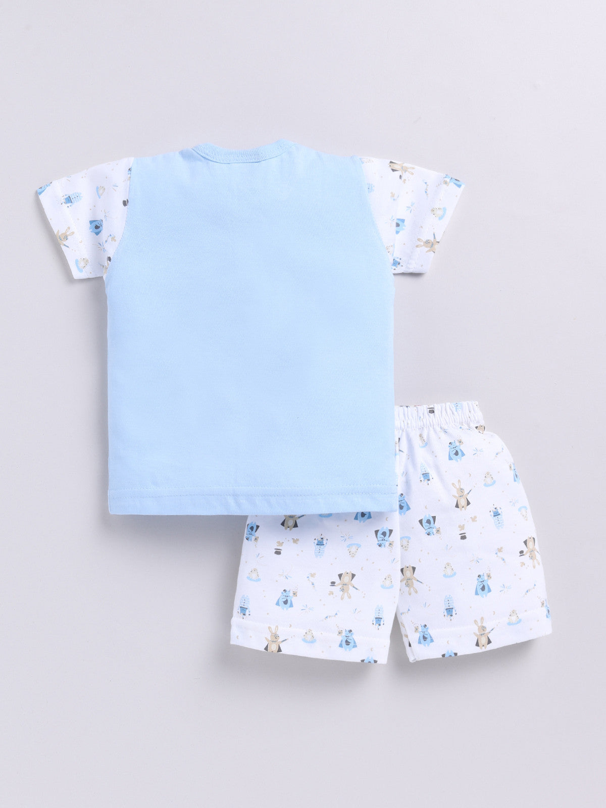 Sky Blue Printed Double Top Pant for Boys by Todos