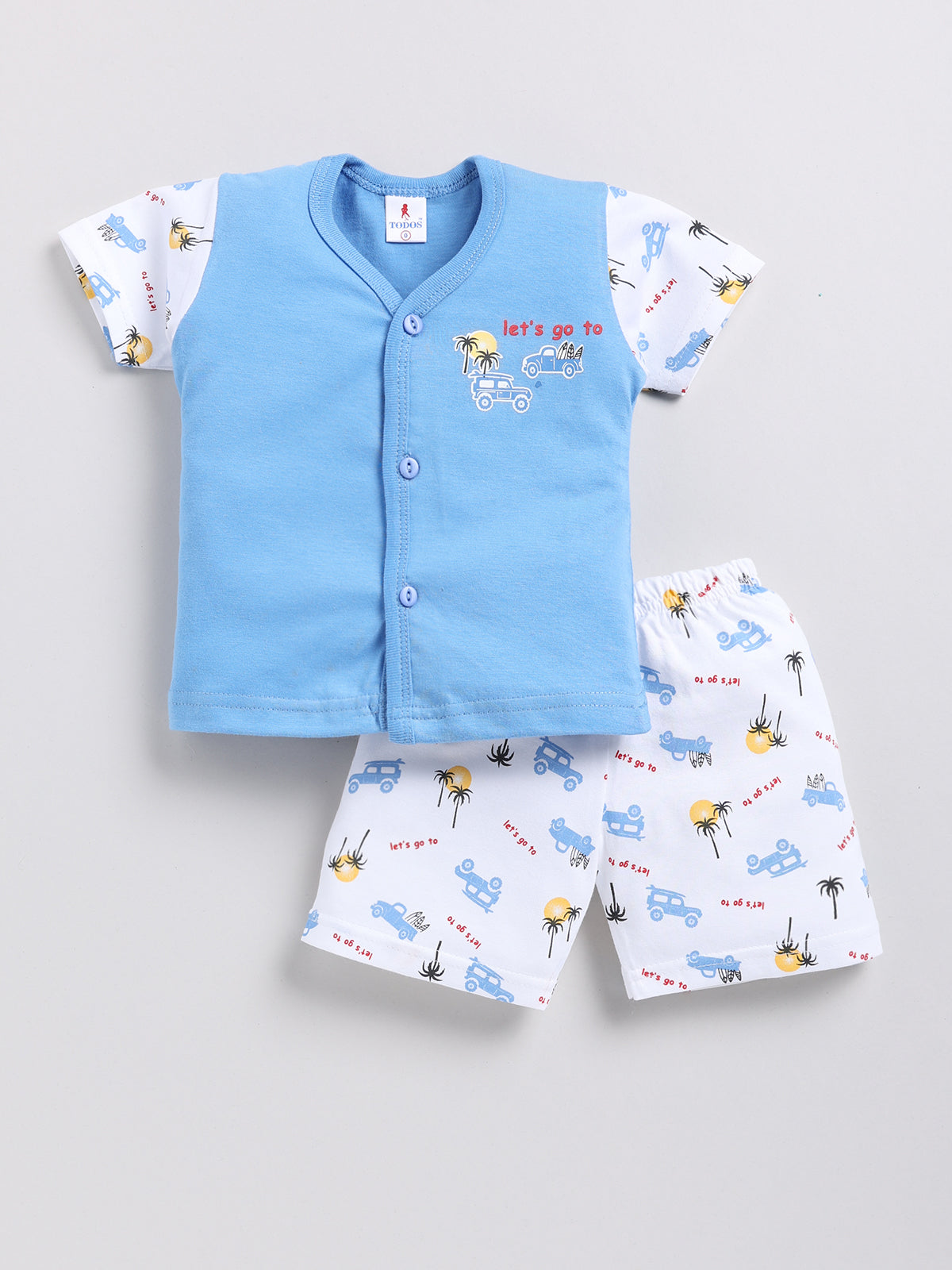 white-blue Printed Double Top Pant for Boys by Todos
