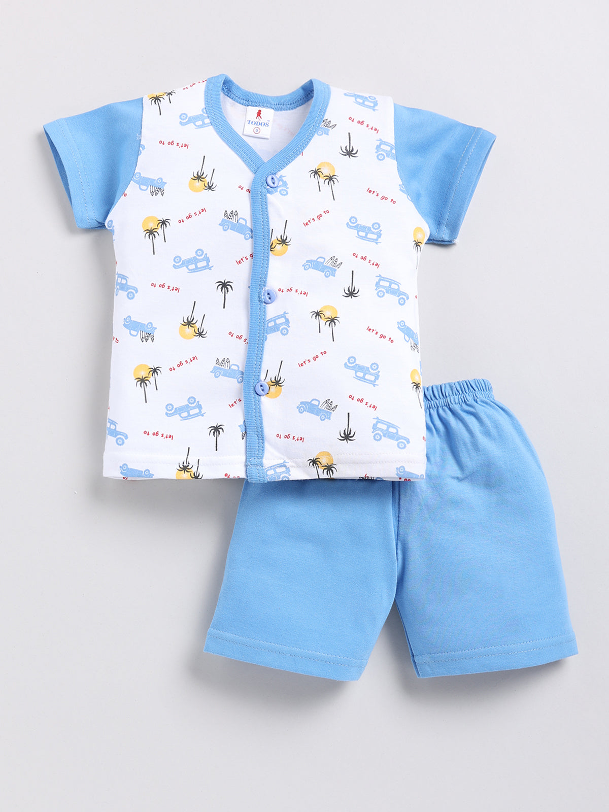 white-blue Printed Double Top Pant for Boys by Todos
