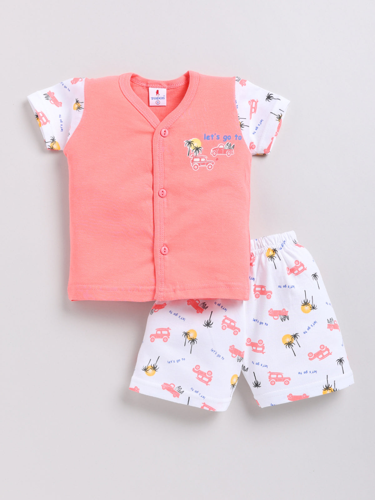 white-peach Printed Double Top Pant for Boys by Todos