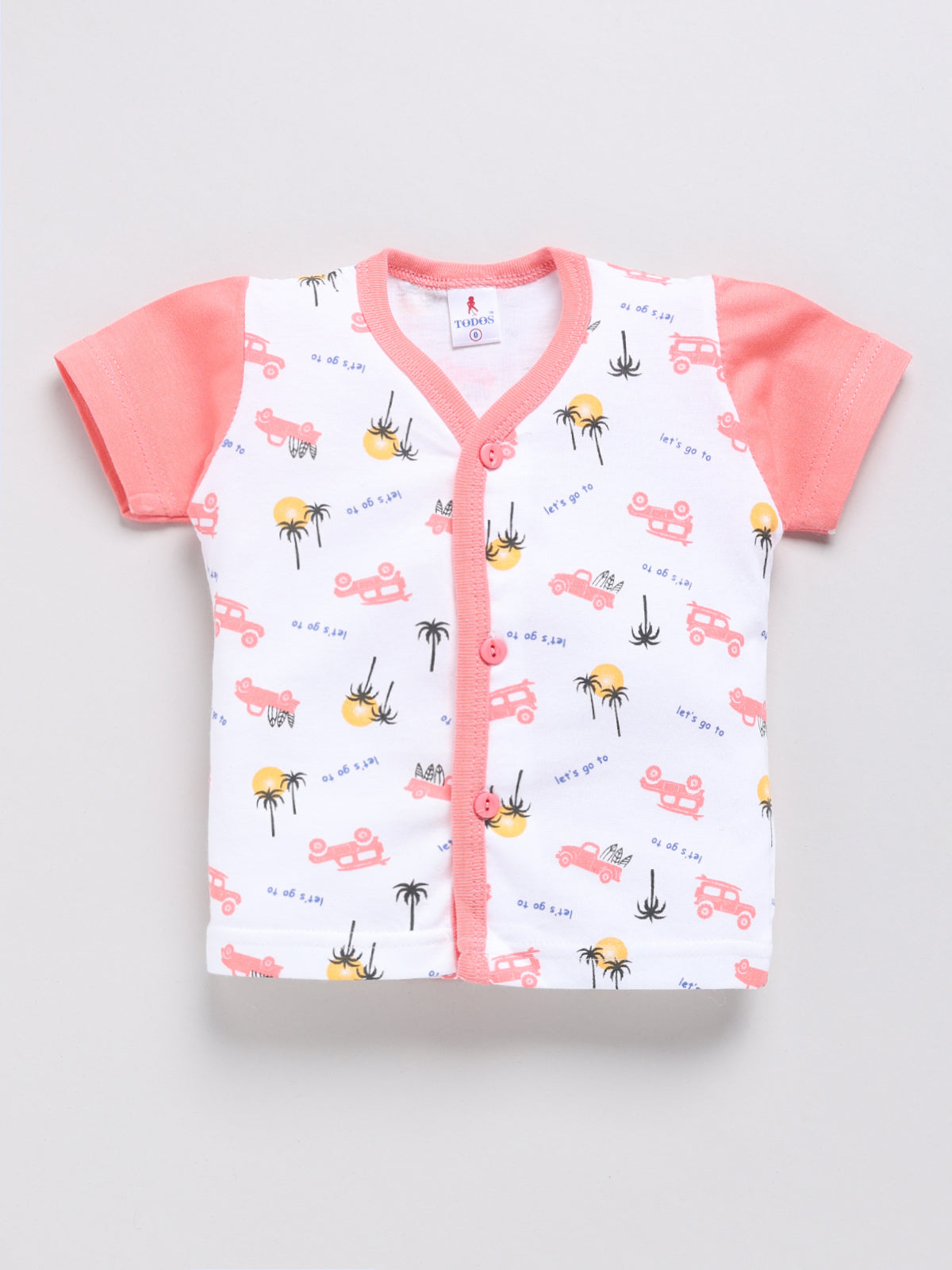 white-peach Printed Double Top Pant for Boys by Todos