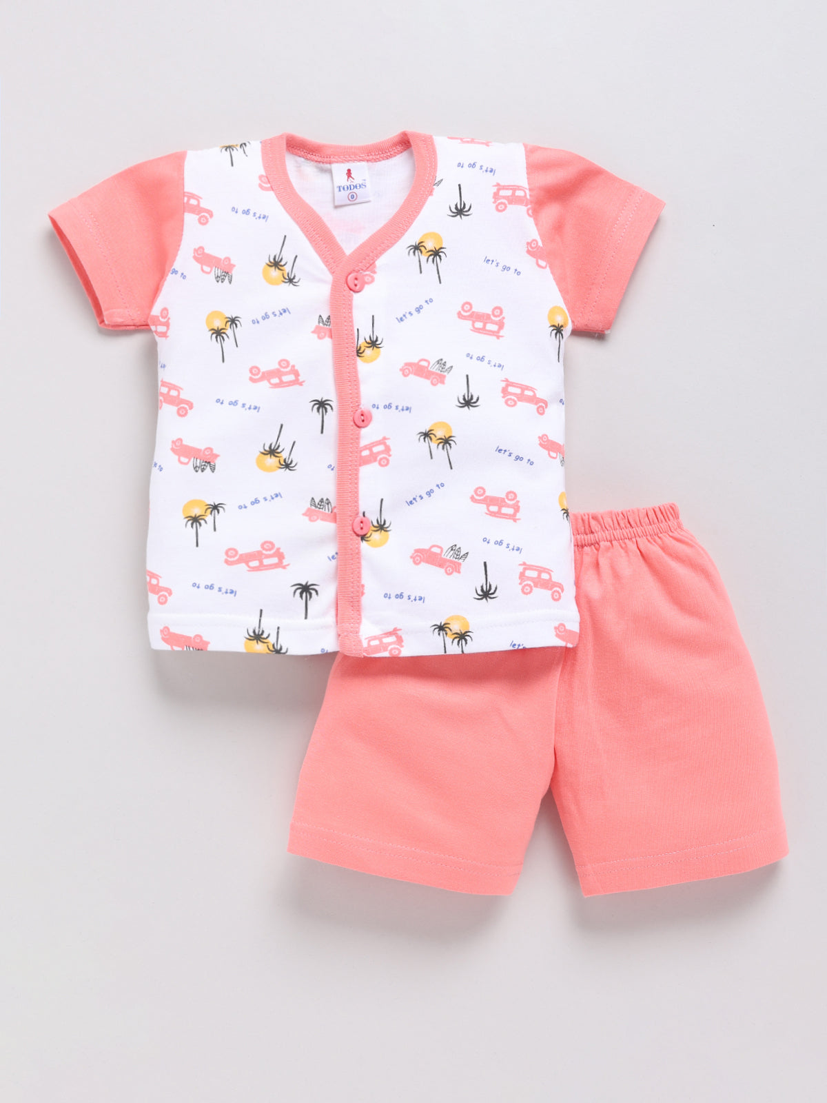 white-peach Printed Double Top Pant for Boys by Todos