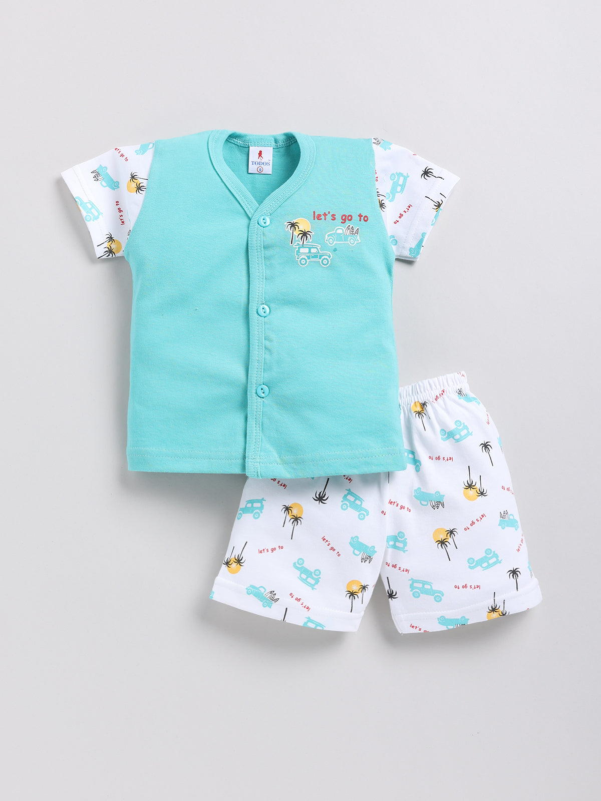 white-skyblue Printed Double Top Pant for Boys by Todos