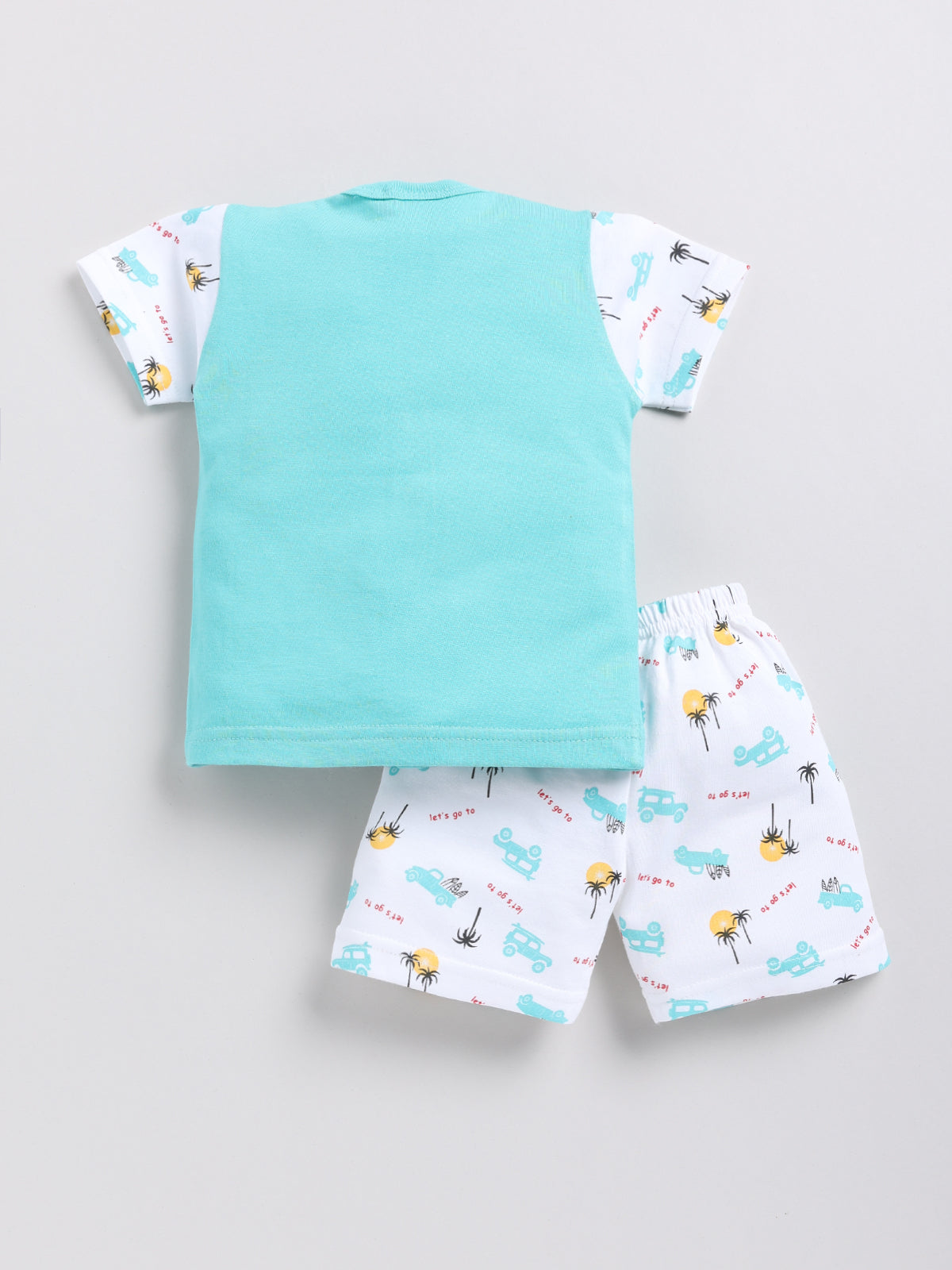 white-skyblue Printed Double Top Pant for Boys by Todos