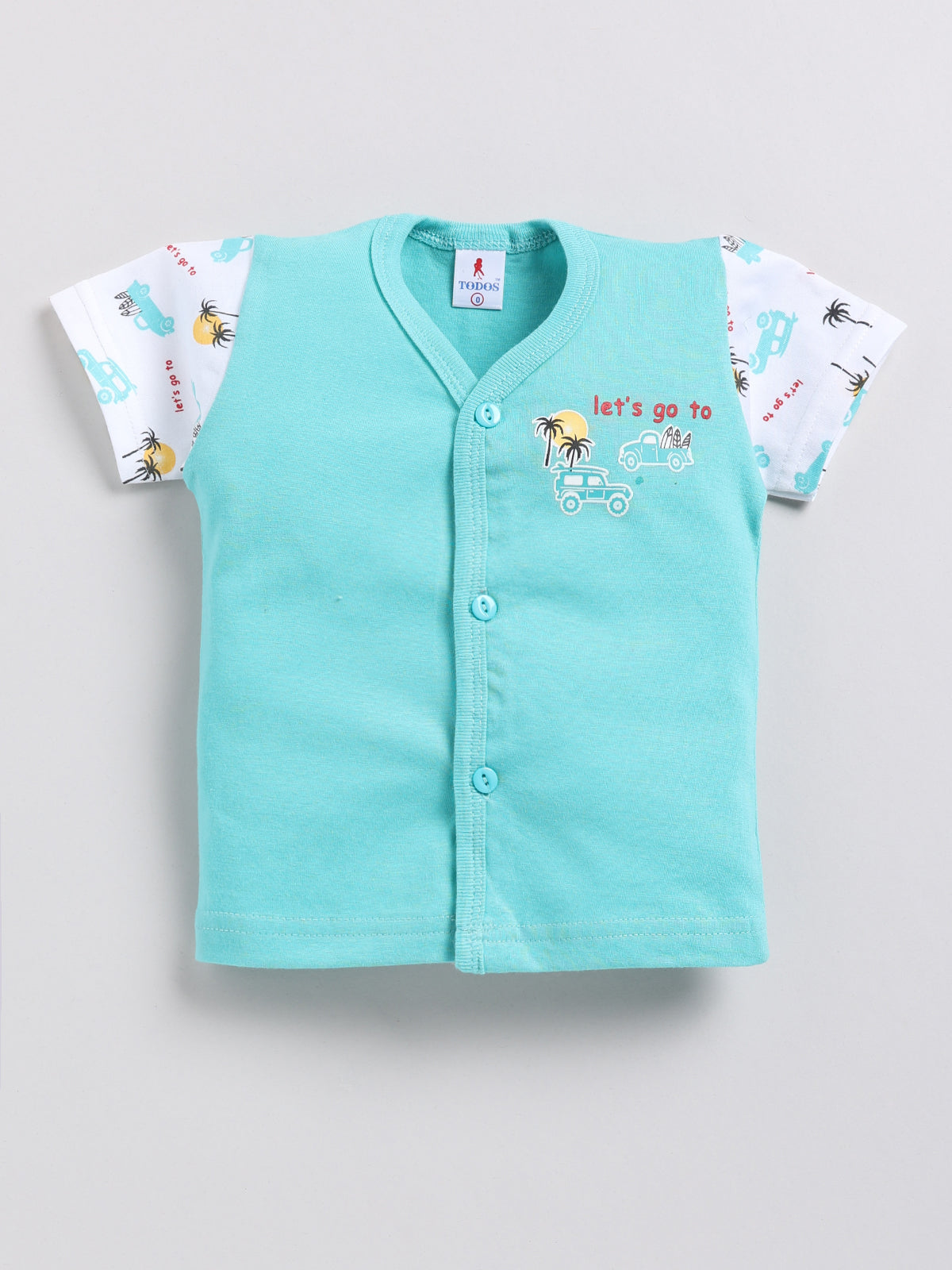 white-skyblue Printed Double Top Pant for Boys by Todos