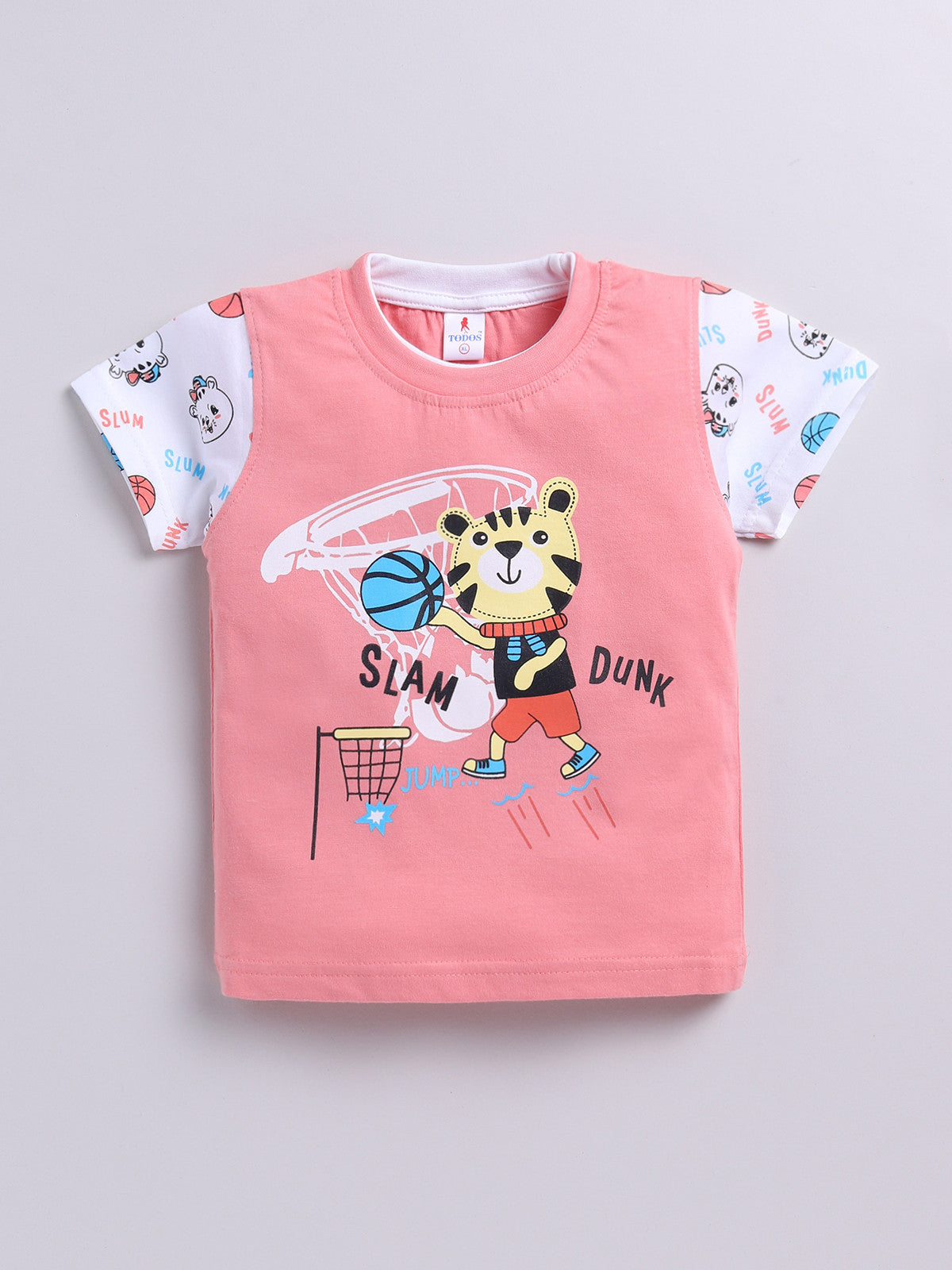 Pink Printed Double Top Pant for Boys by Todos