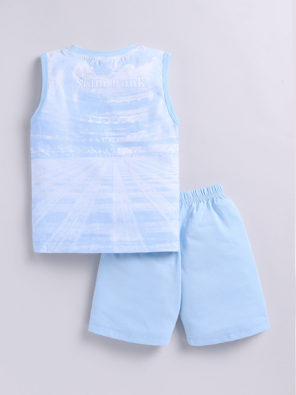 Sky Blue Printed Double Top Pant for Boys by Todos