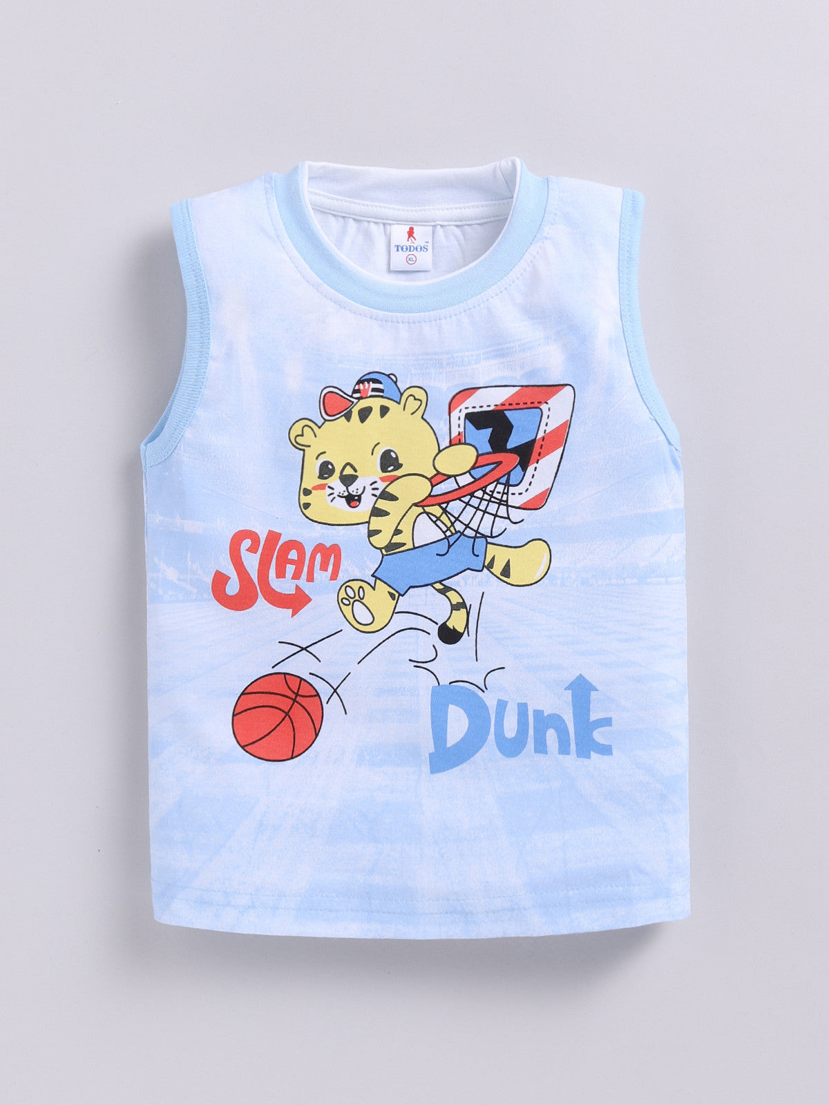 Sky Blue Printed Double Top Pant for Boys by Todos