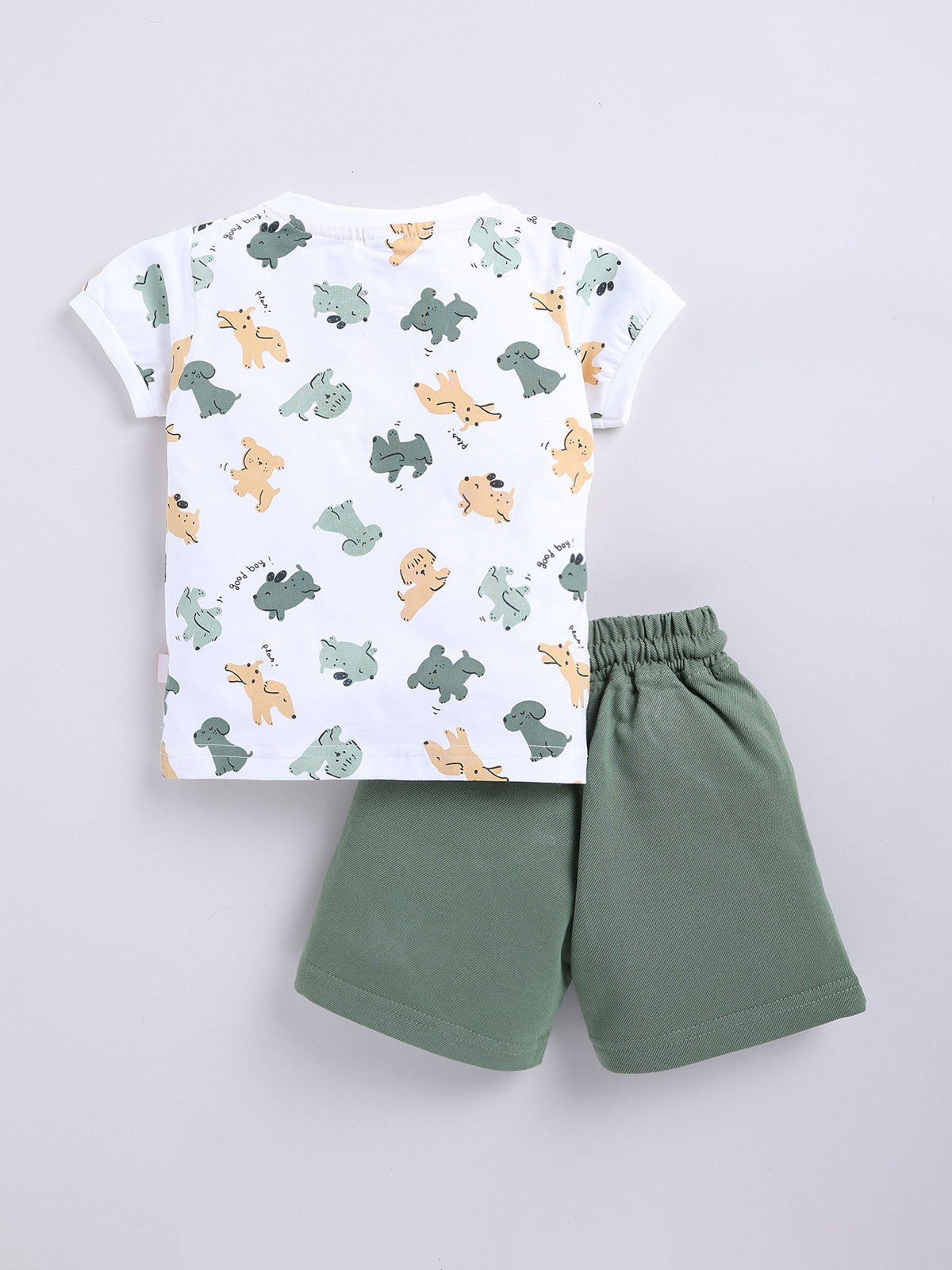 Green Printed T-Shirt Pant Set for Boys by Uno Kids