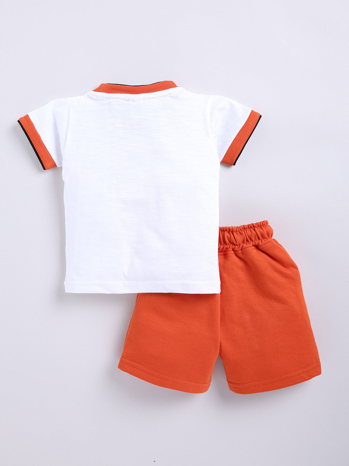 Orange Printed T-Shirt Pant Set for Boys by Uno Kids