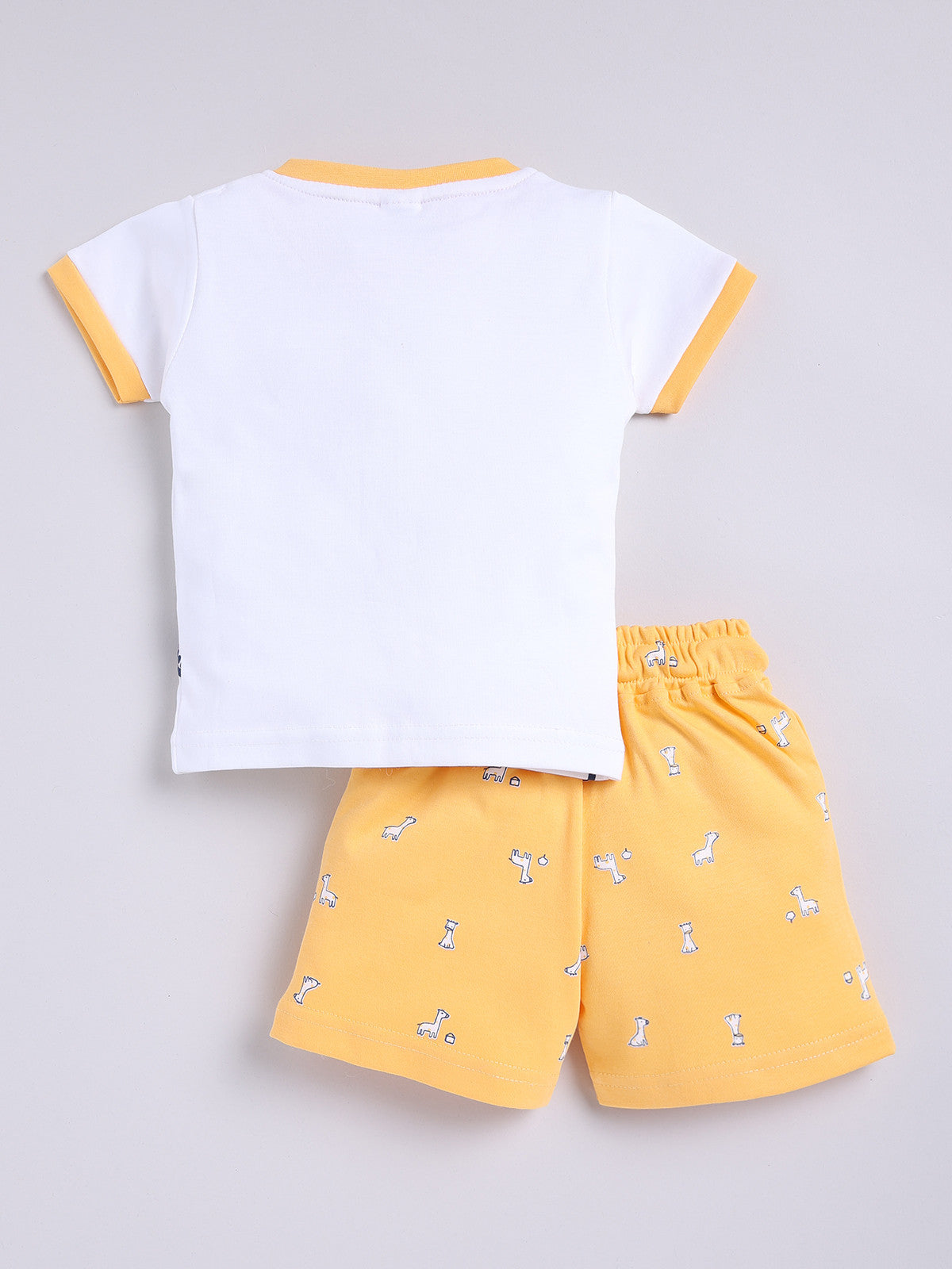 Yellow Printed Shirt Pant Set for Boys by Uno Kids