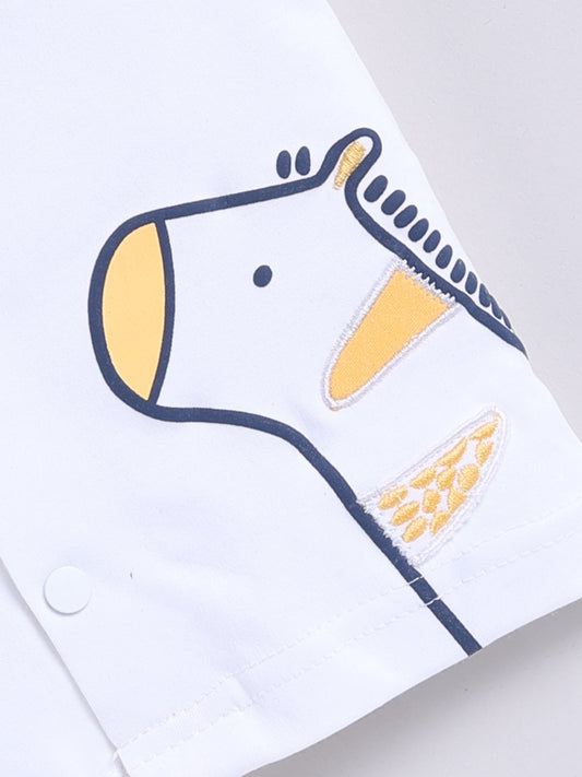 Yellow Printed Shirt Pant Set for Boys by Uno Kids