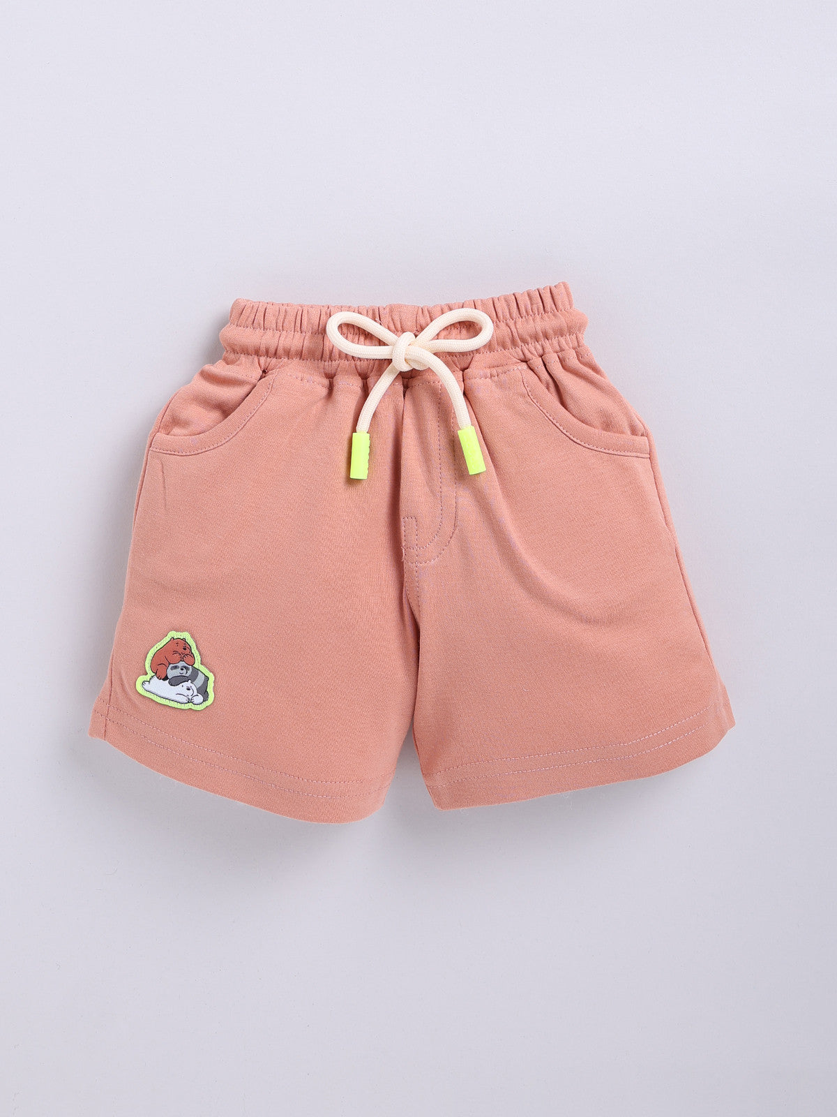 Peach Teddy Printed Shirt Pant Set for Boys by Uno Kids