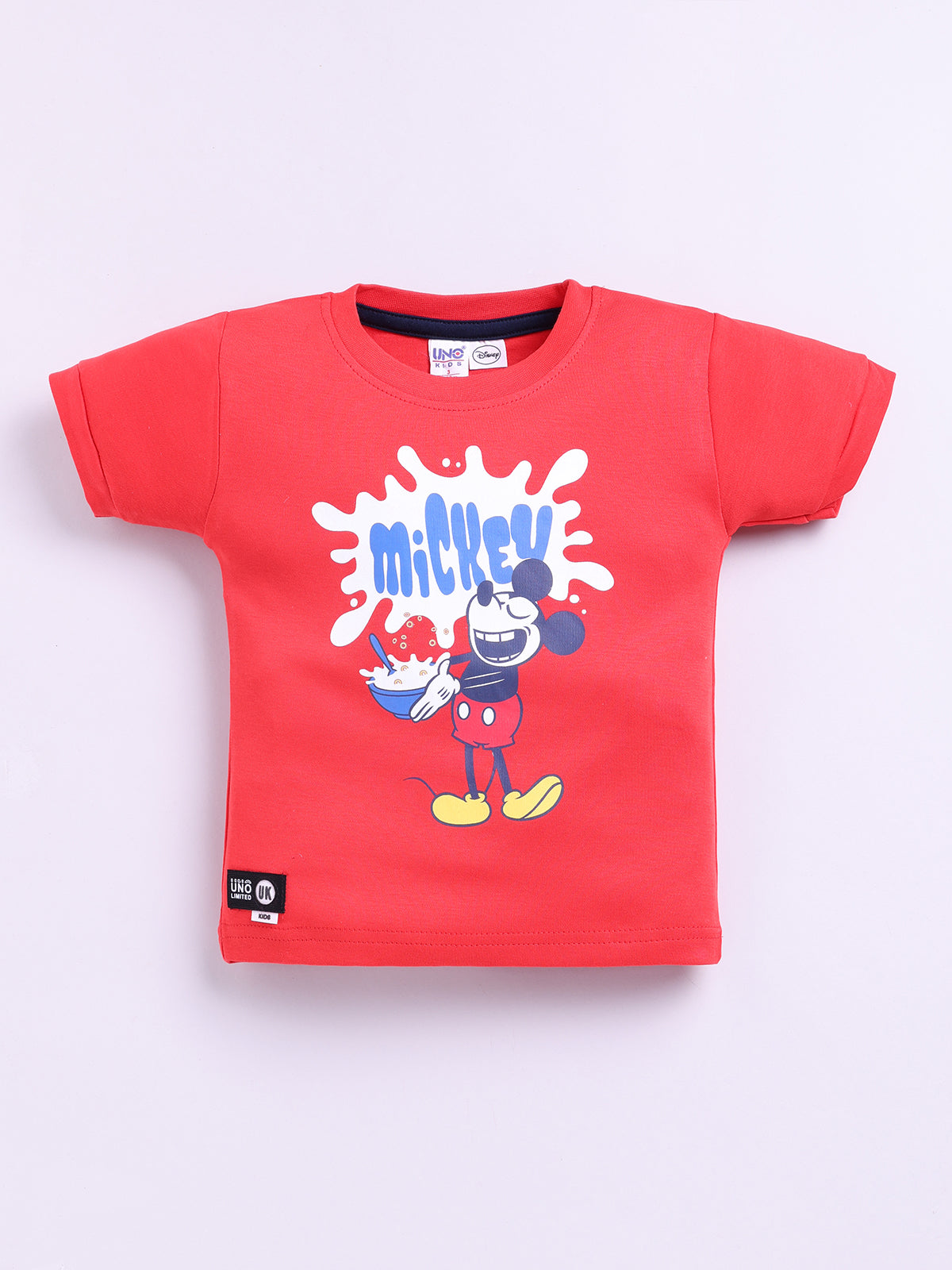 Red Micky Printed T-Shirt Pant Set for Boys by Uno Kids