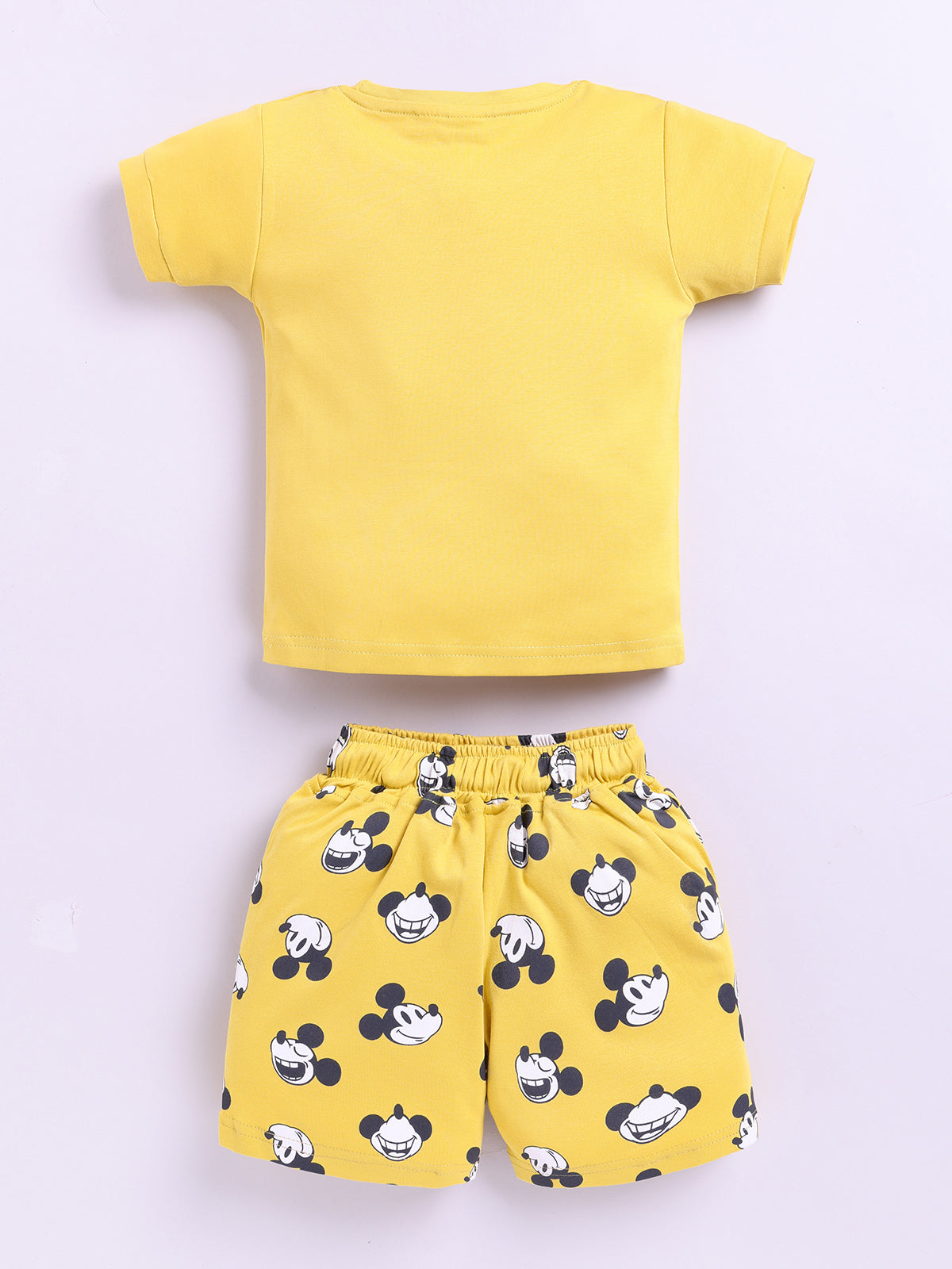 Yellow Micky Printed T-Shirt Pant Set for Boys by Uno Kids