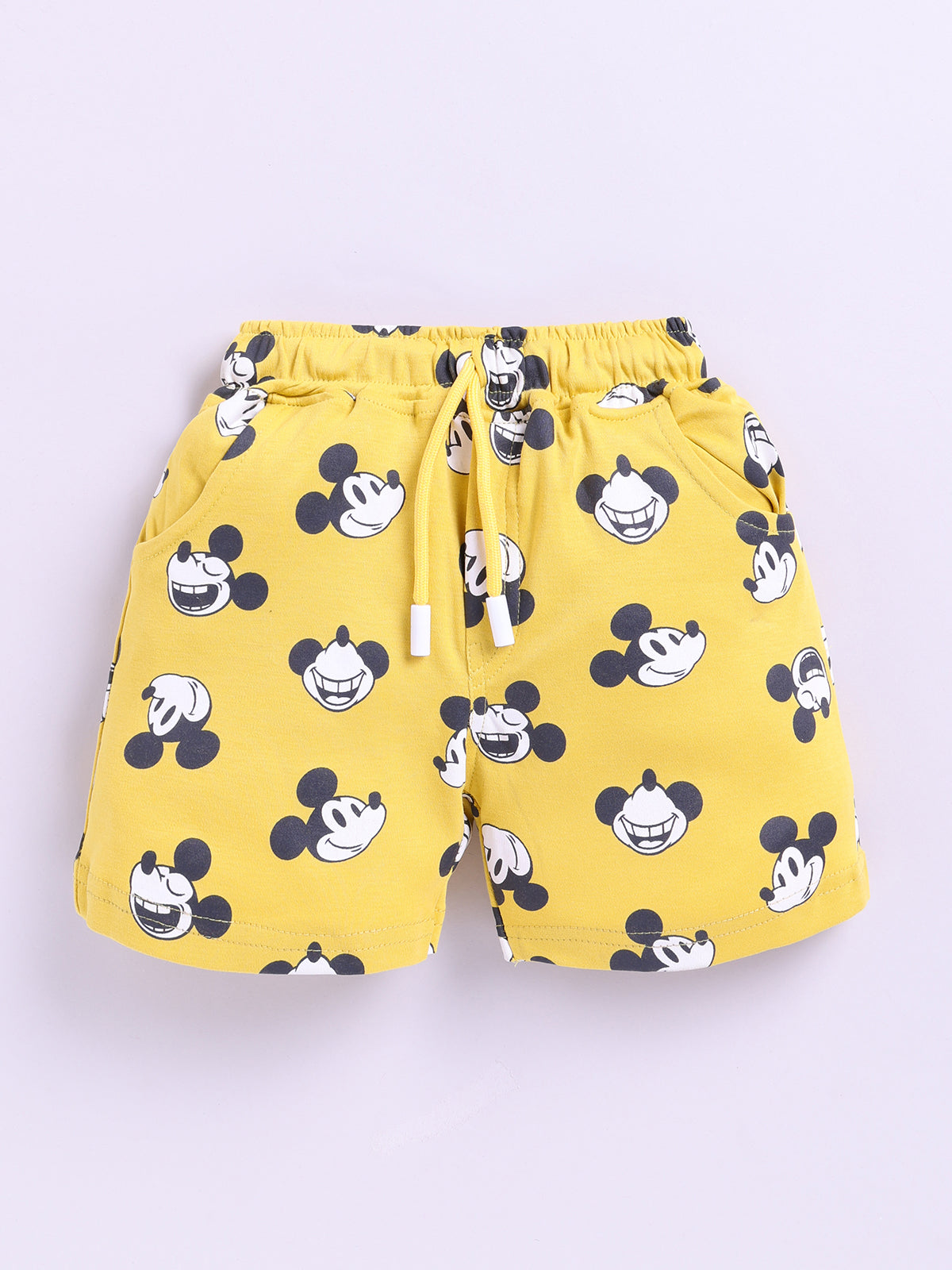 Yellow Micky Printed T-Shirt Pant Set for Boys by Uno Kids