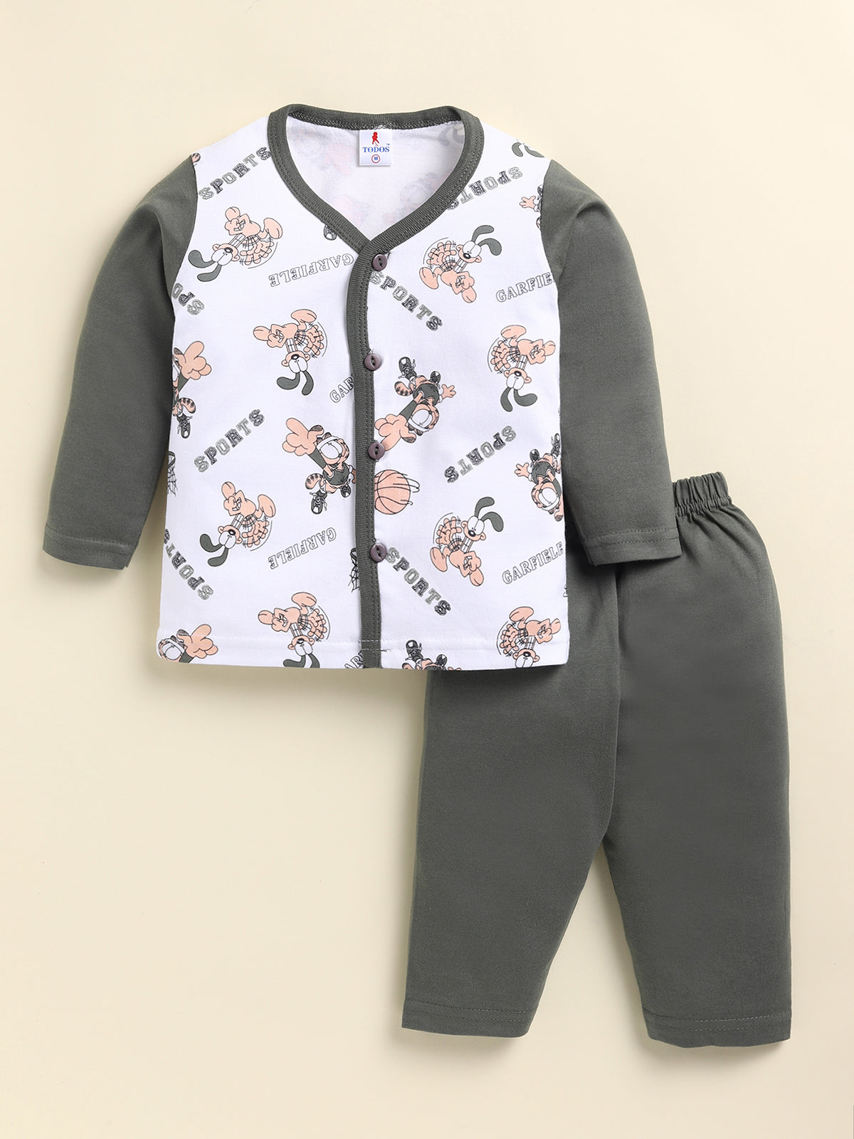 Todos Boys "Garfield Sports" Multi-Piece Layered Clothing Set - Olive