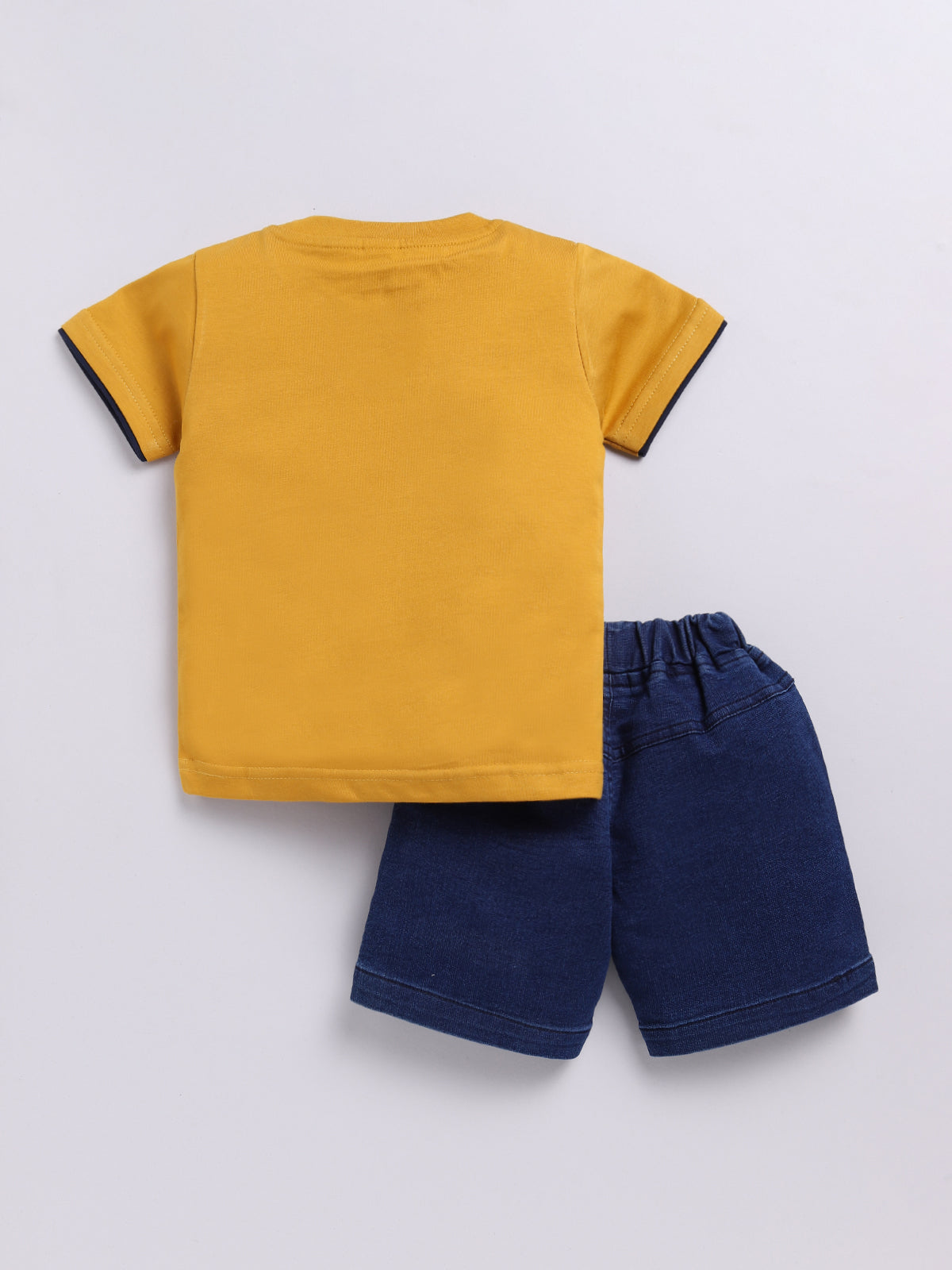Todos Boys "Rock Star" Mickey Mouse T-Shirt and Denim Shorts Set - Mustard Yellow