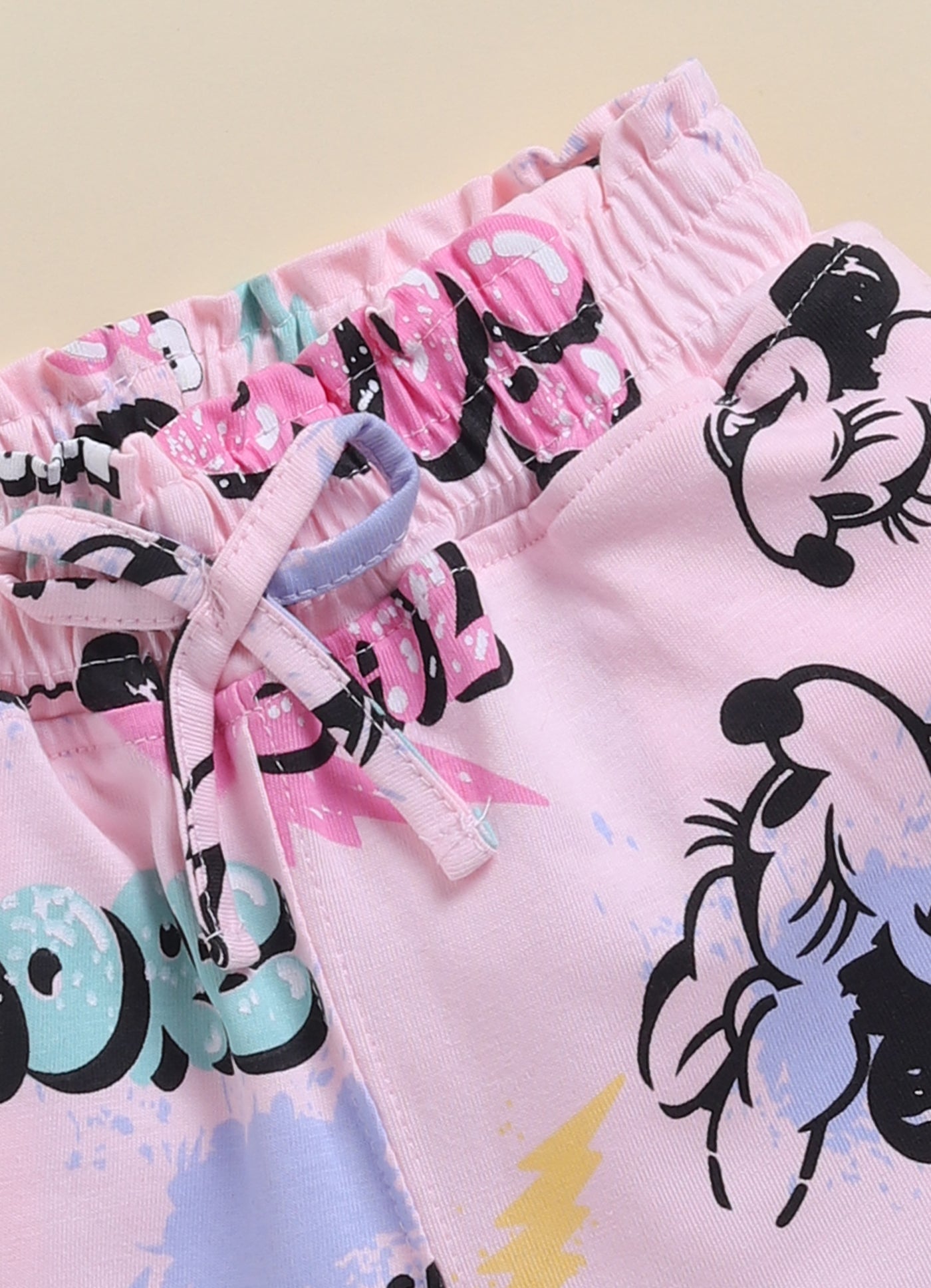 Biskid Girls Disney Minnie Mouse Pink Graffiti and Lavender Heart All-Over Print Casual Shorts Combo (Pack of 2)