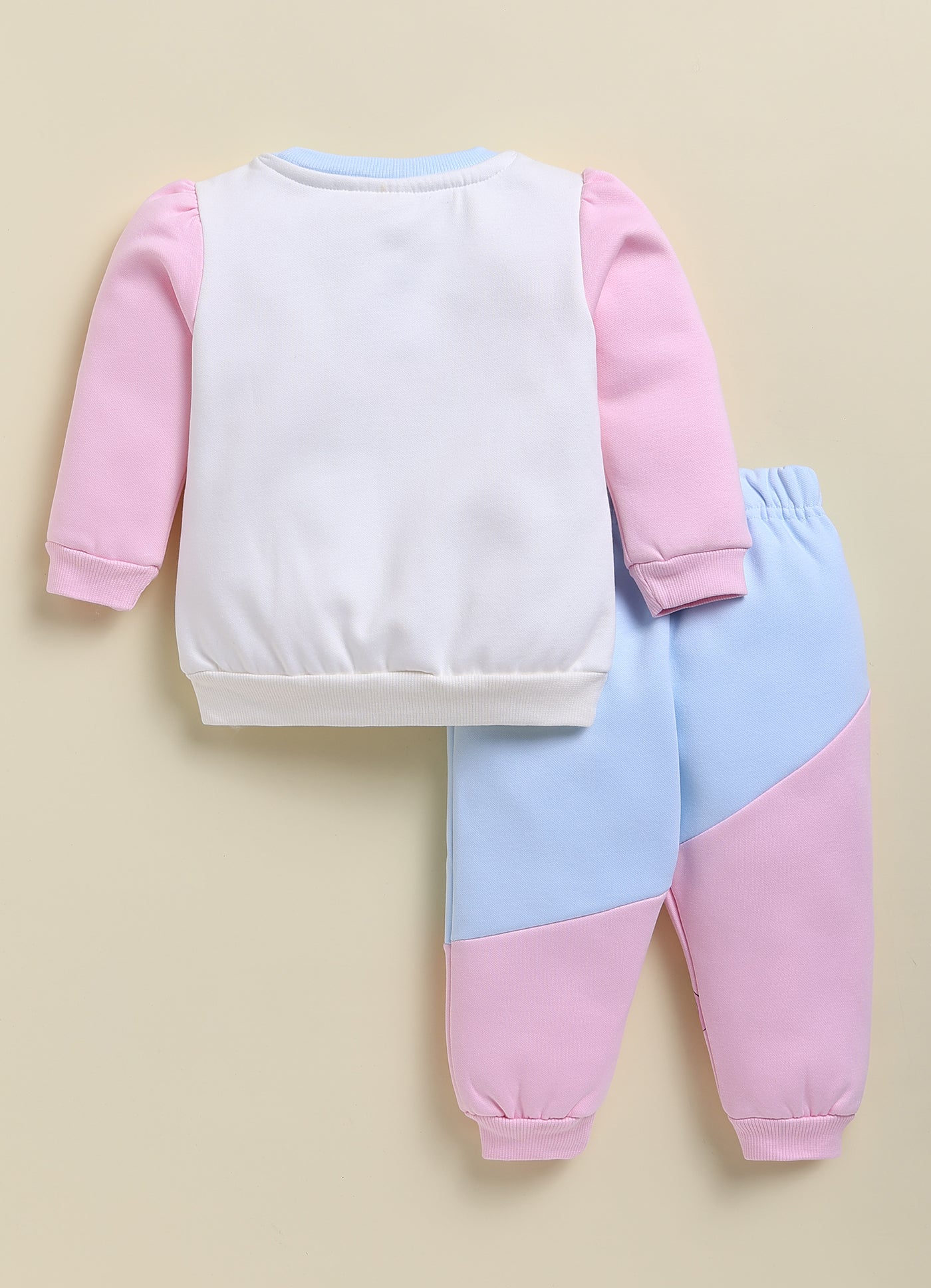 Annie Kids Fleece Knit to Knit Full Sleeves Minnie and Daisy Printed Winterwear Sweatshirts & Pant - Orange