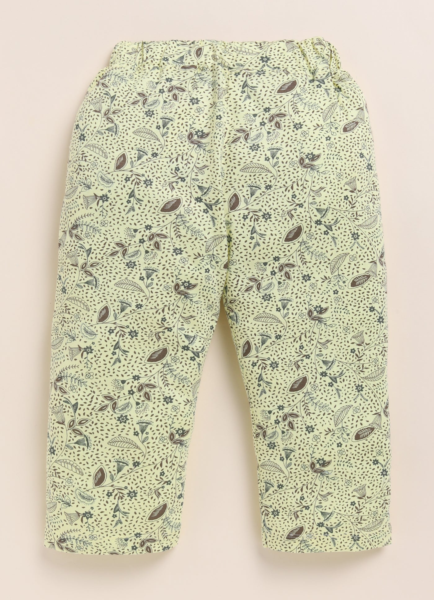 Biskid Girls Floral Print Casual Long Pants - Lemon Yellow