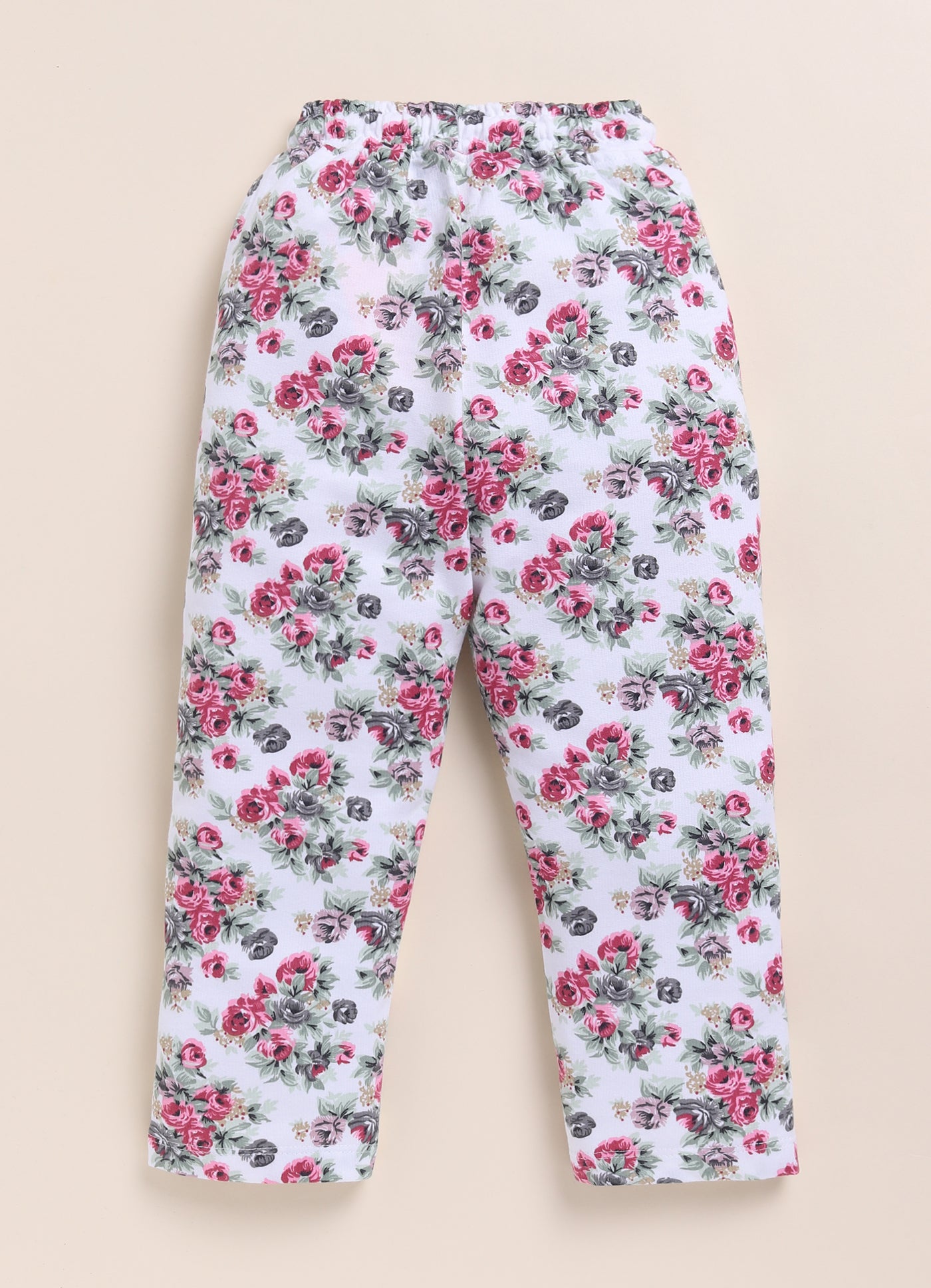 Biskid Girls Floral Print Cozy Fleece Joggers -Rust