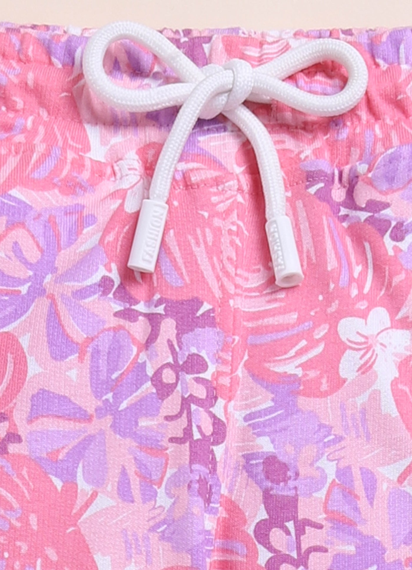 Biskid Girls Tropical Leaf Print Cozy Fleece Joggers - Pink